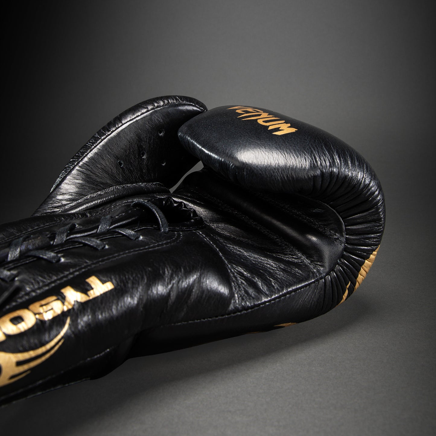 Venum Giant 2.0 Mike Tyson Pro Boxing Gloves with Laces - Black/Gold - Bag included