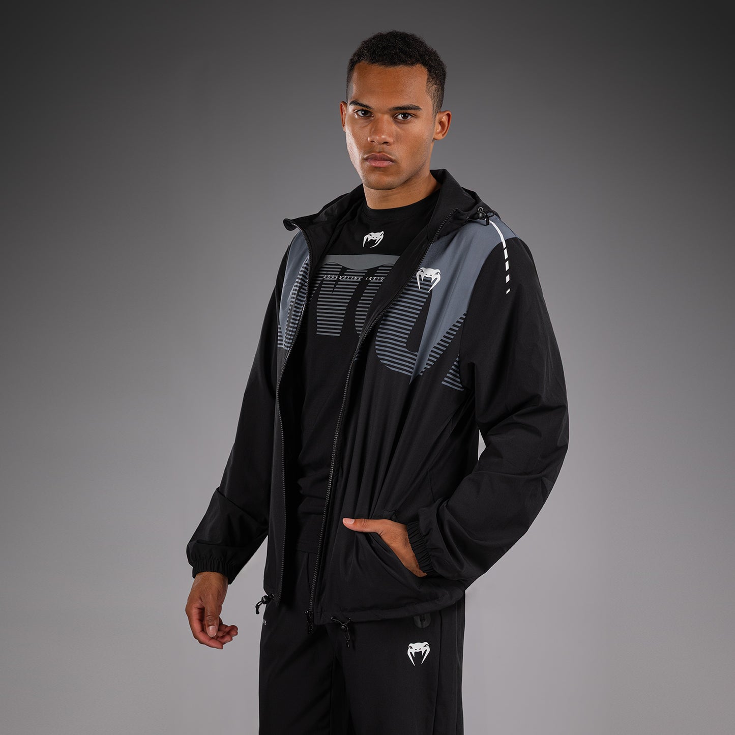 Venum Adrenaline Track Jacket - Black/Silver Grey