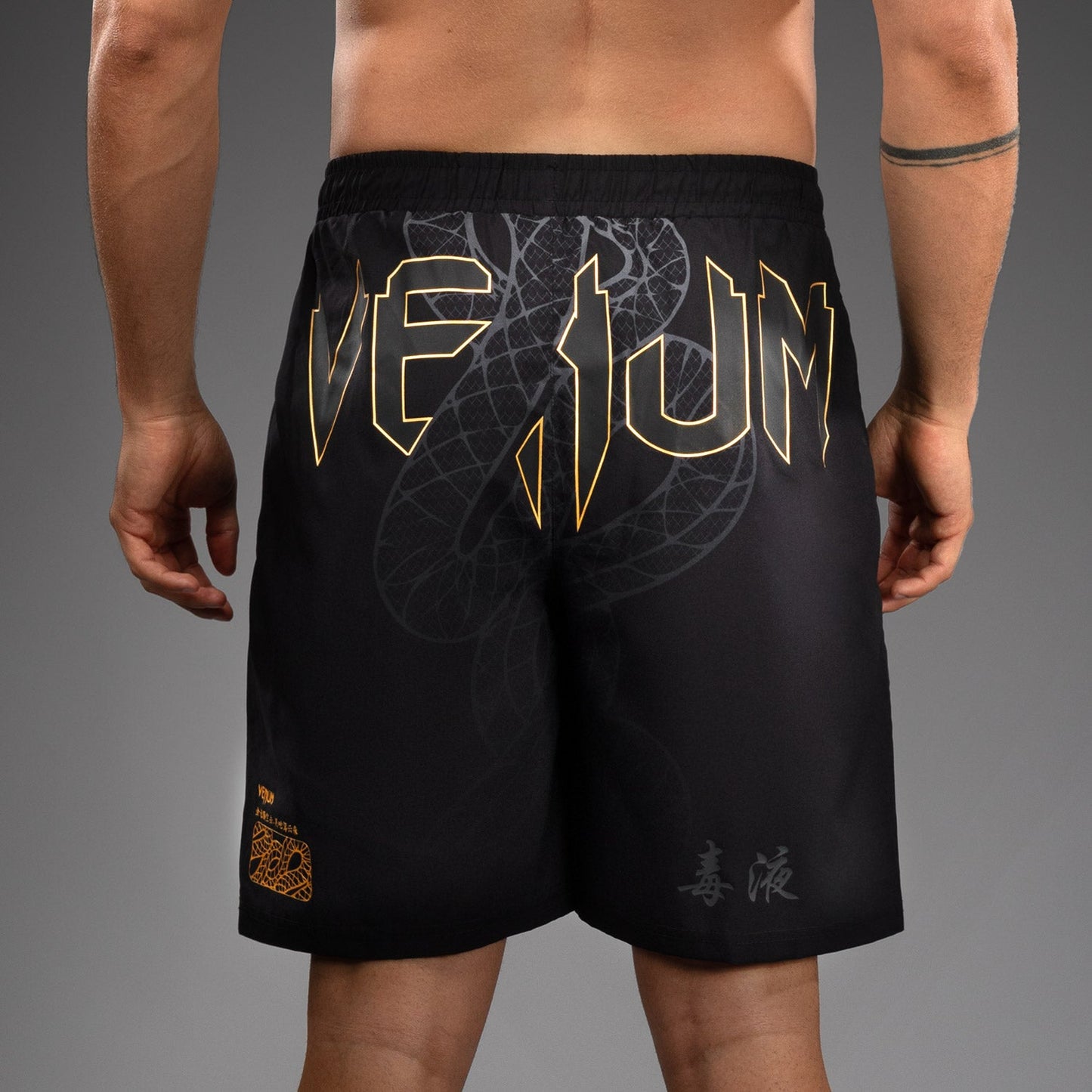 Venum Serpenti Training Shorts - Black/Silver/Gold