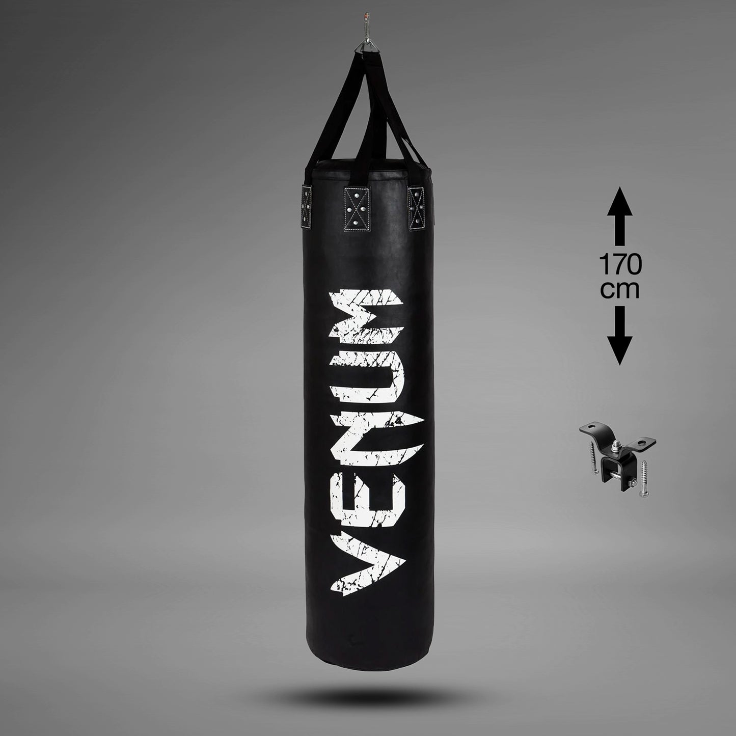 Venum Challenger Heavy bag + Ceiling Hook - Black/White - Filled - 170cm