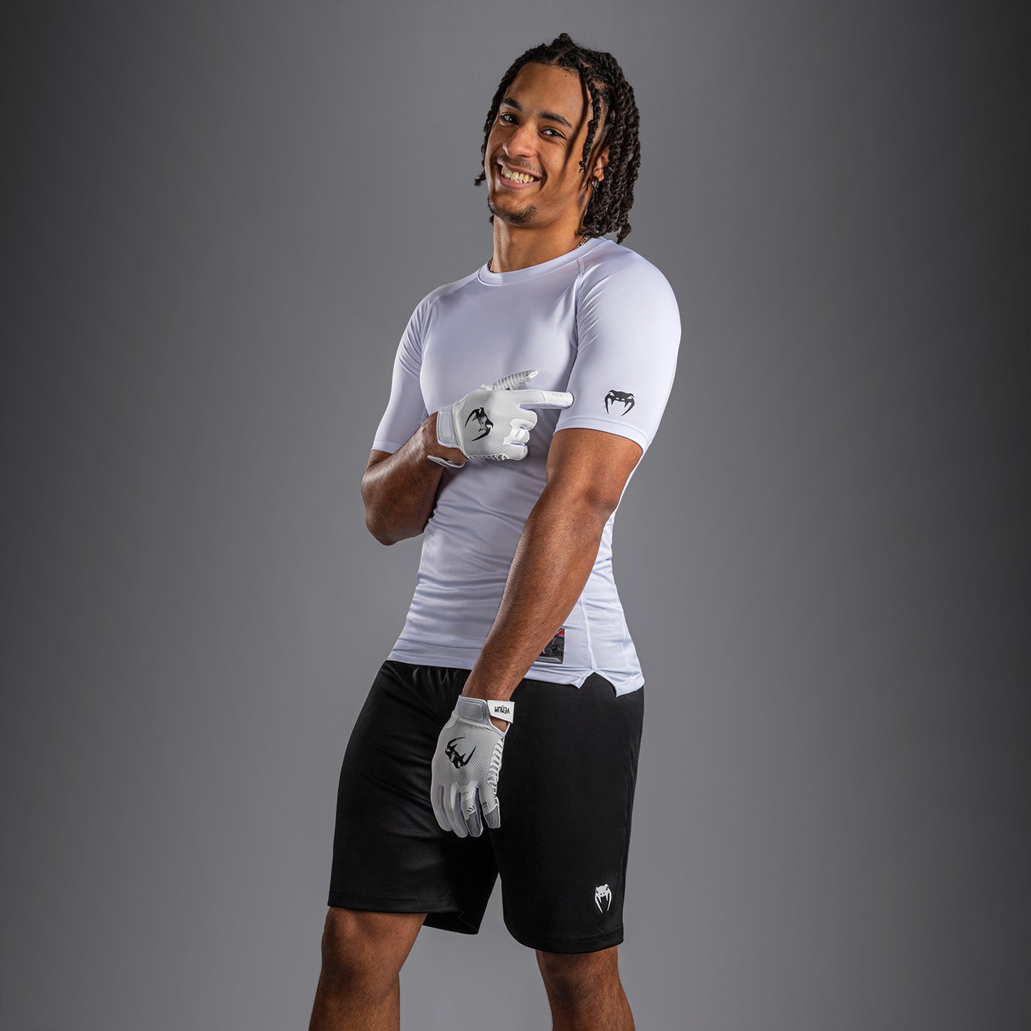 Venum Lineup Half Sleeve Compression Shirt - White/Black