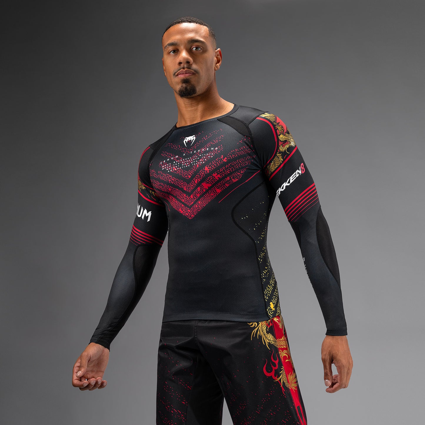 Venum x TEKKEN 8 - Marshall Law Rashguard - Black/Red/Gold