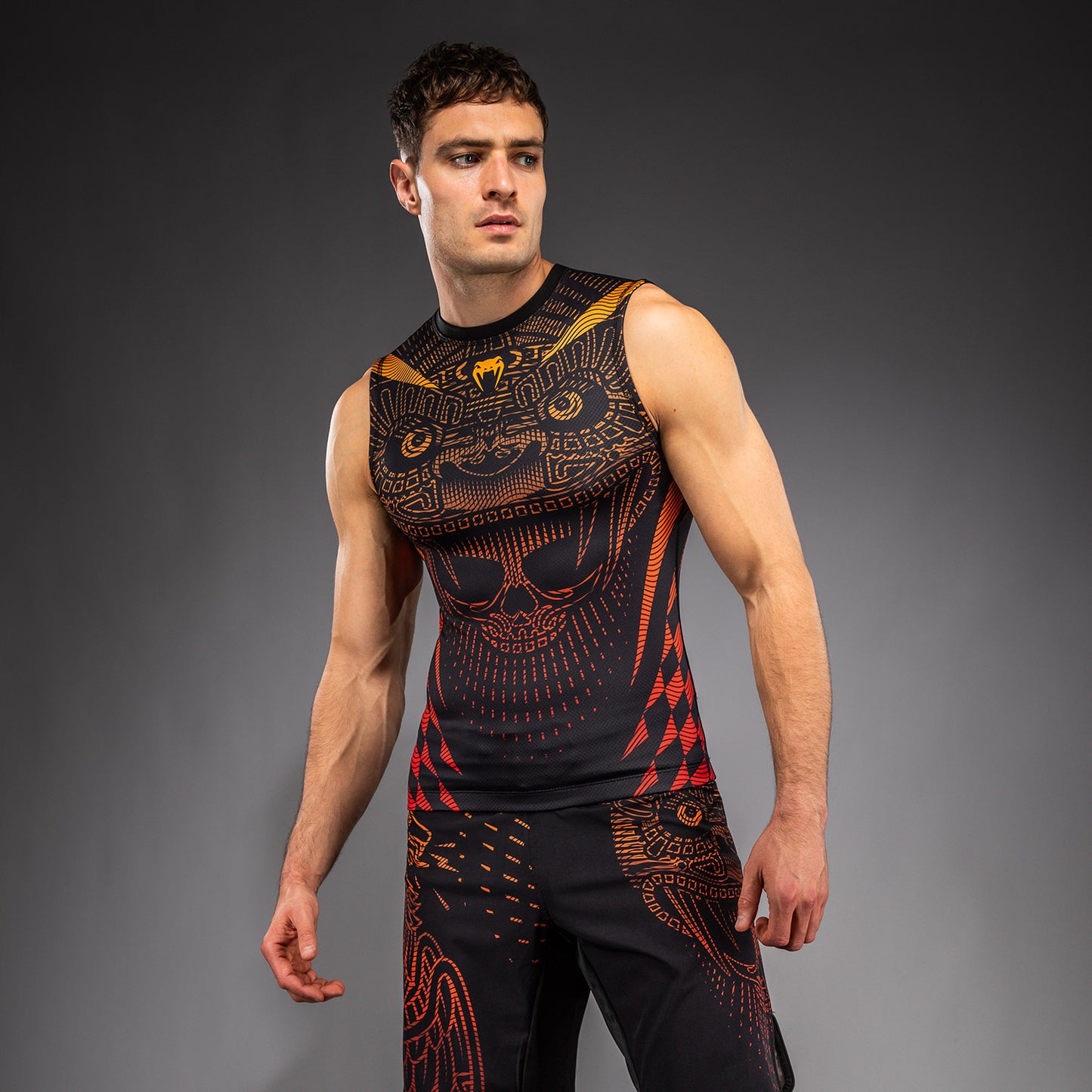 Venum Quetzal Fury Sleeveless Rashguard - Black/Fury Red/ Tangerine