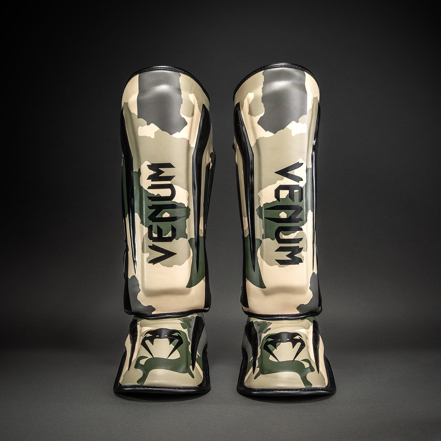 Venum Elite Camo Shin Guards - Khaki/ Off-White