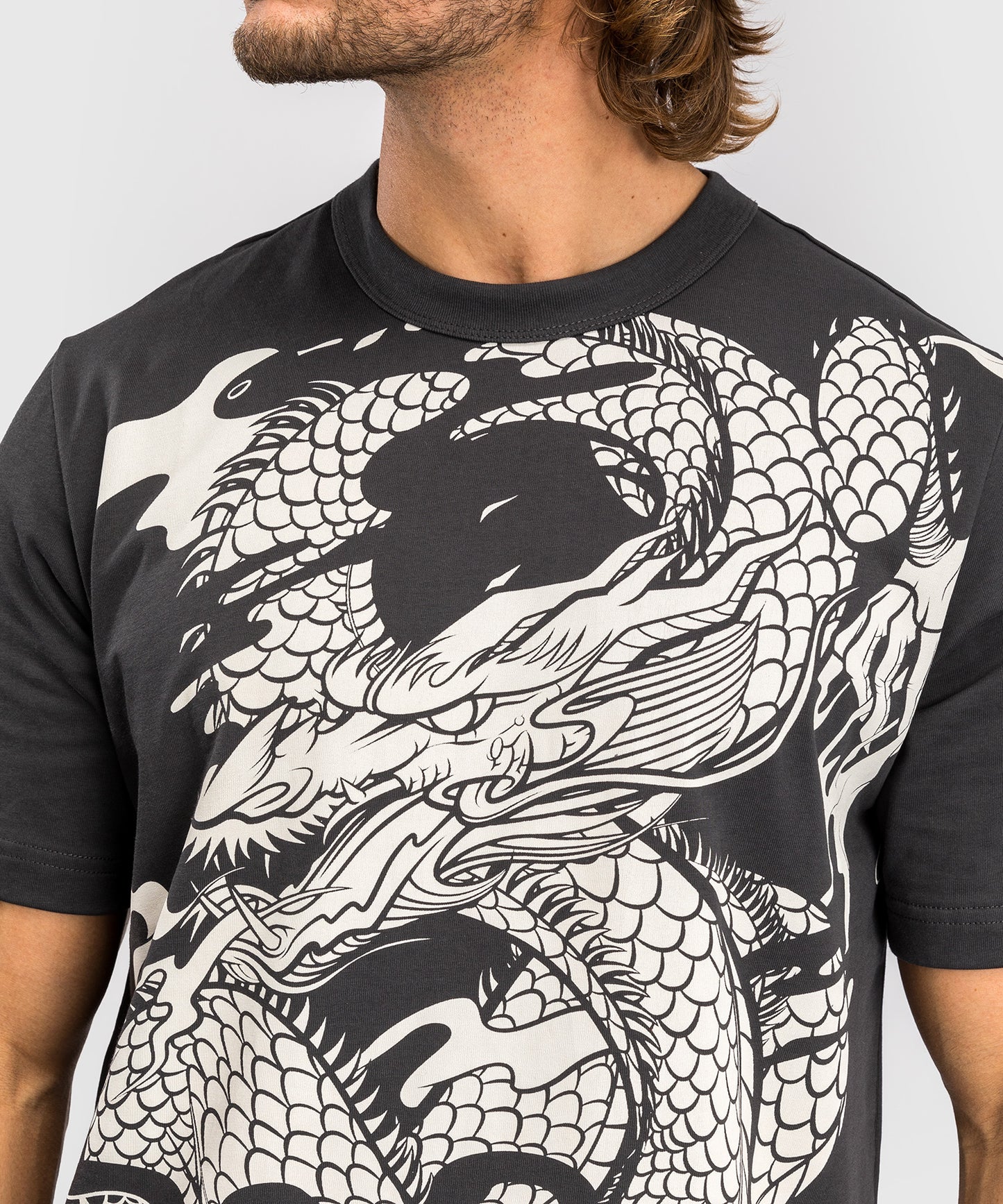 Venum Dragon’s Flight Men’s T-Shirt - Charcoal Grey/Cream White
