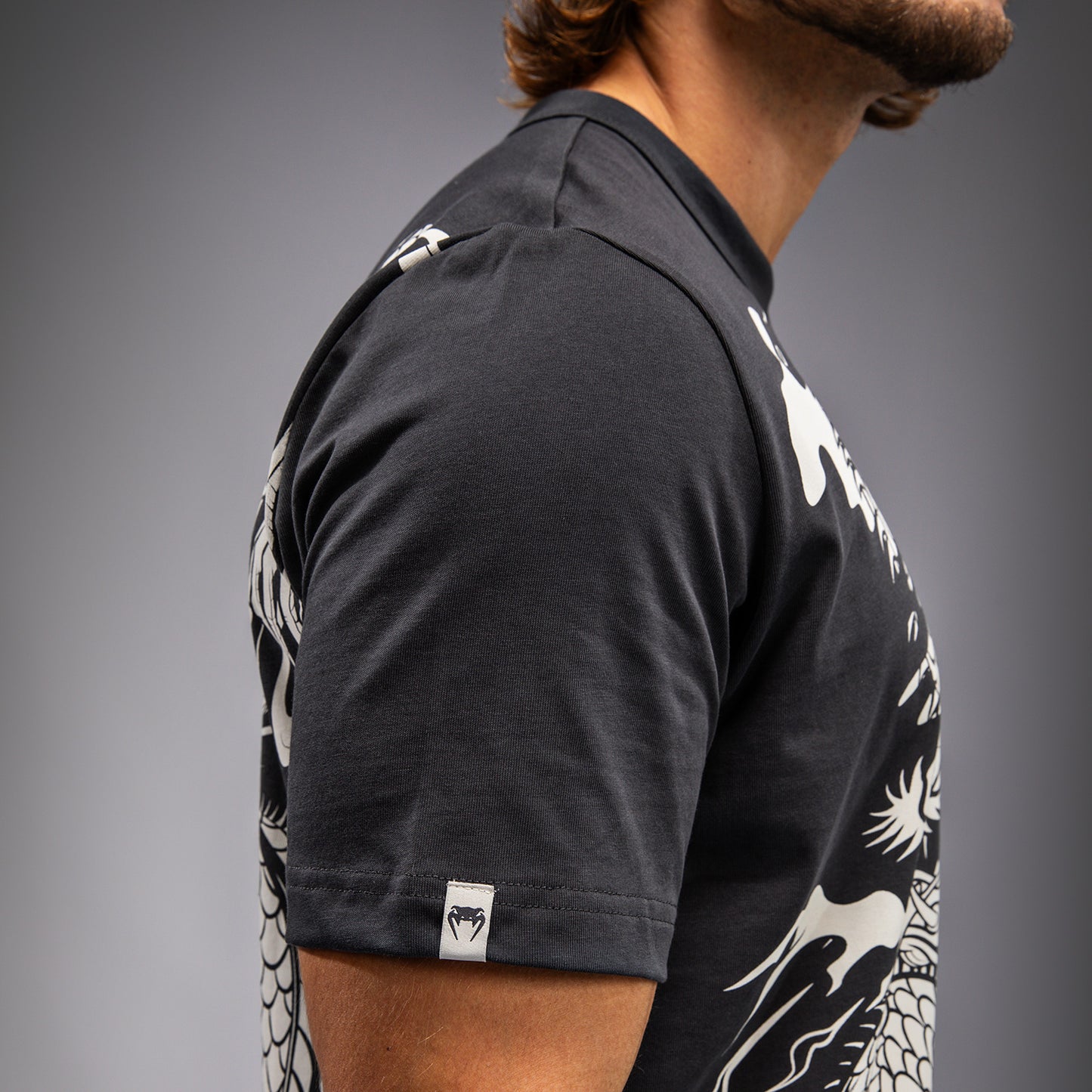 Venum Dragon’s Flight Men’s T-Shirt - Charcoal Grey/Cream White