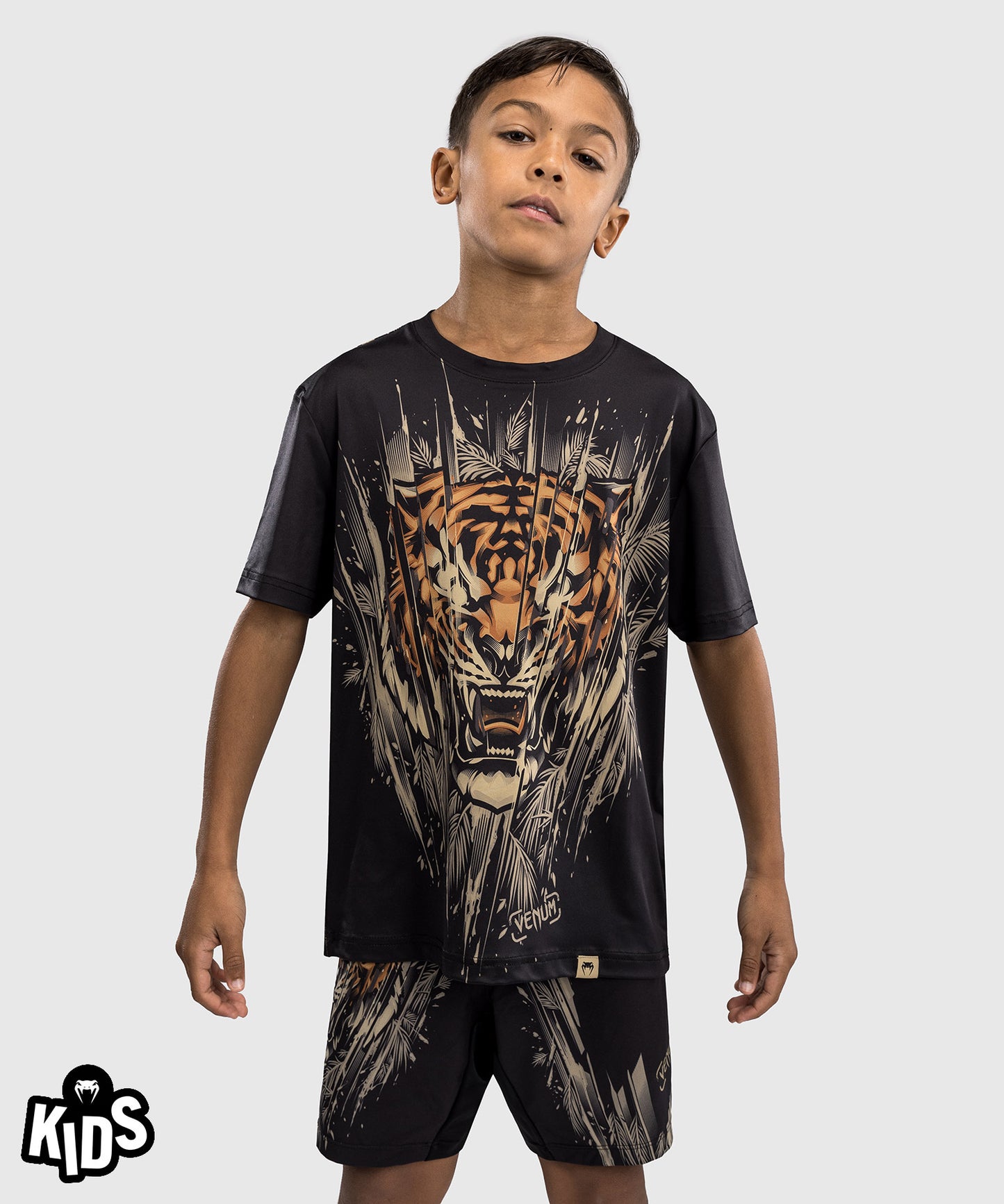 Venum Tiger Kids Dry Tech T-Shirt - Black/Neon Orange