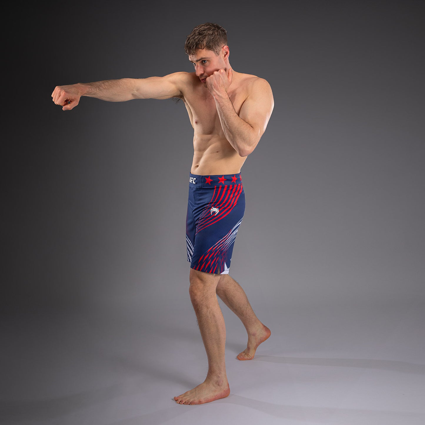 Men's Official UFC Freedom 250 by Venum Blue Authentic Fight Night Long Fit Fight Short