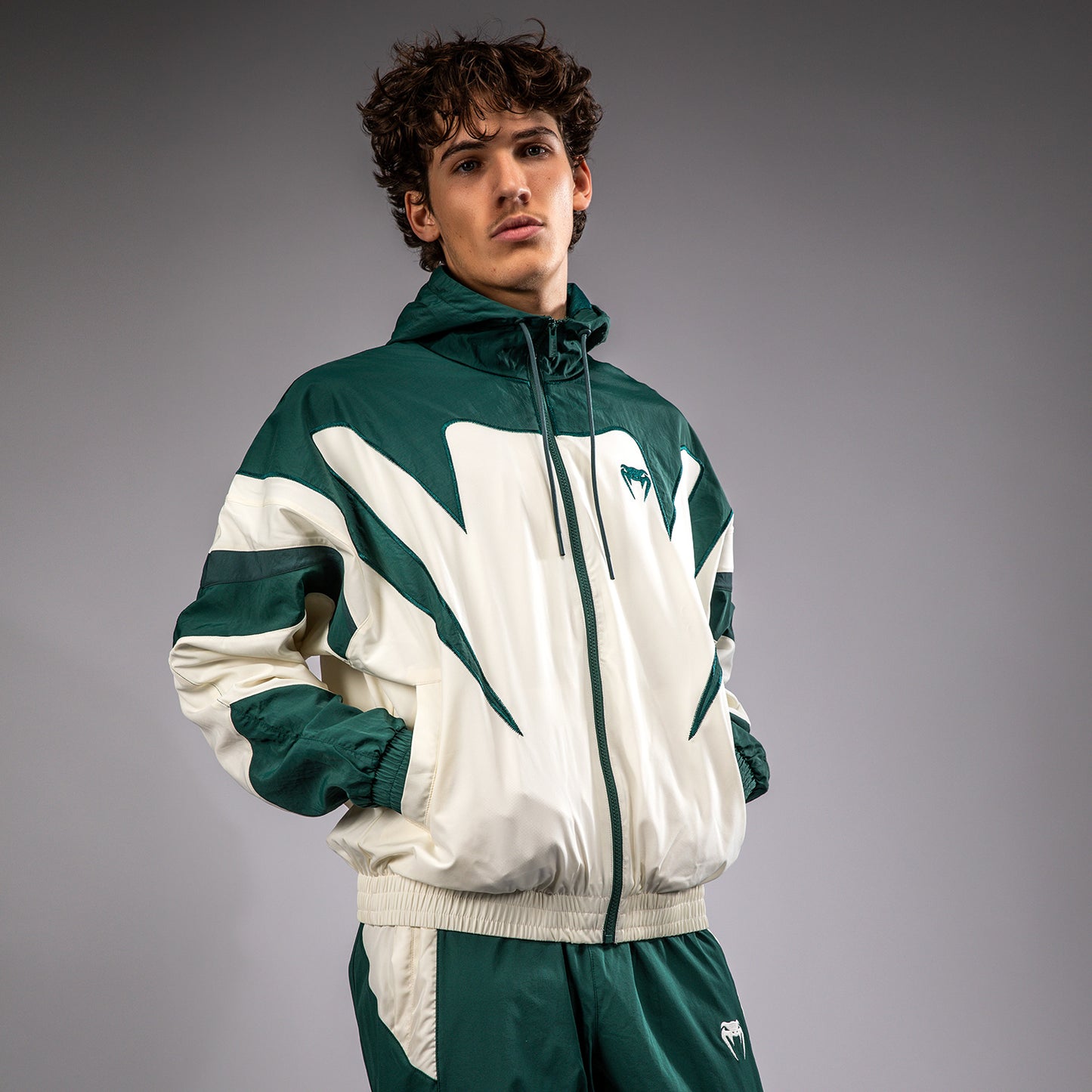 Venum Attack 90 Tracksuit Jacket - Forest Green/Ice