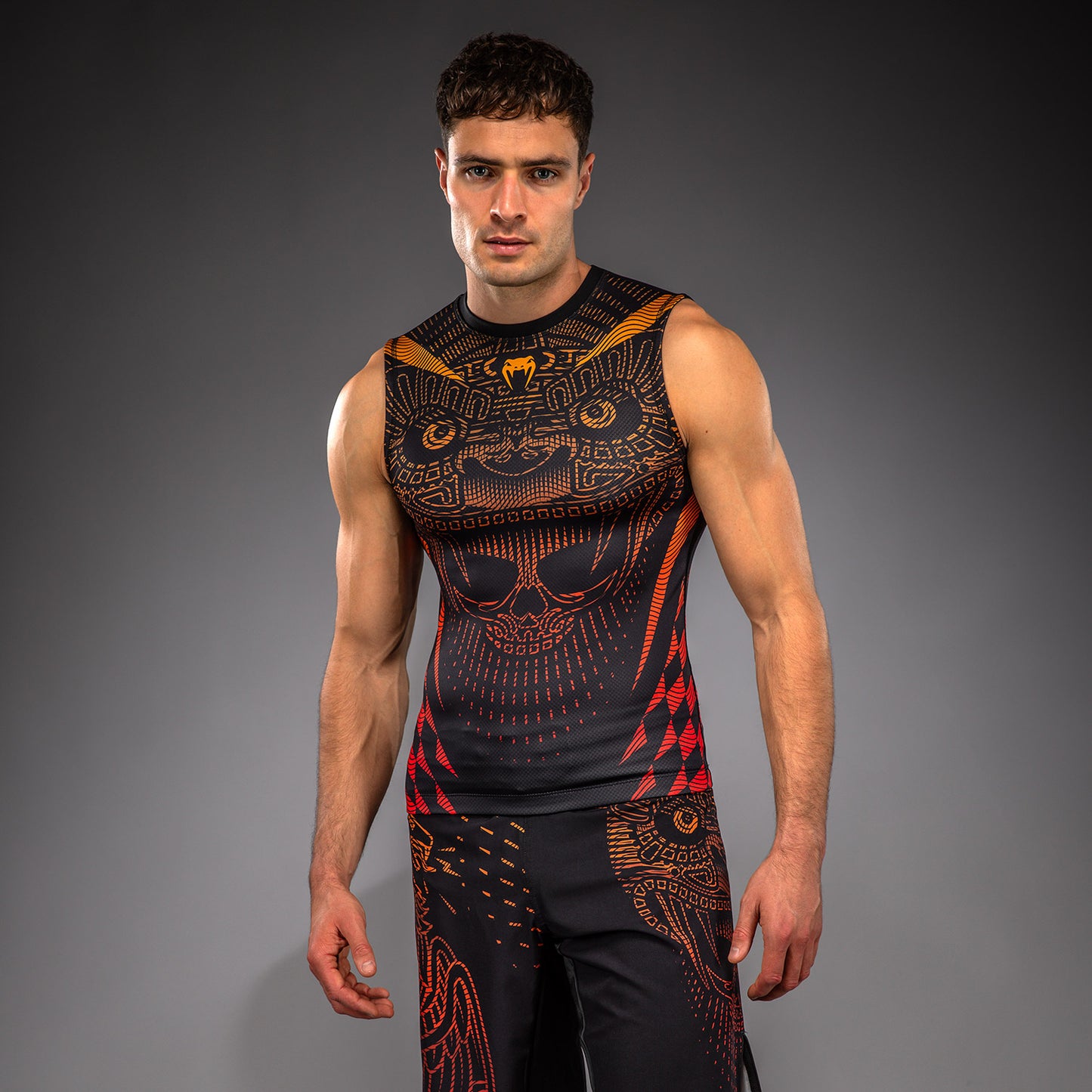 Venum Quetzal Fury Sleeveless Rashguard - Black/Fury Red/ Tangerine