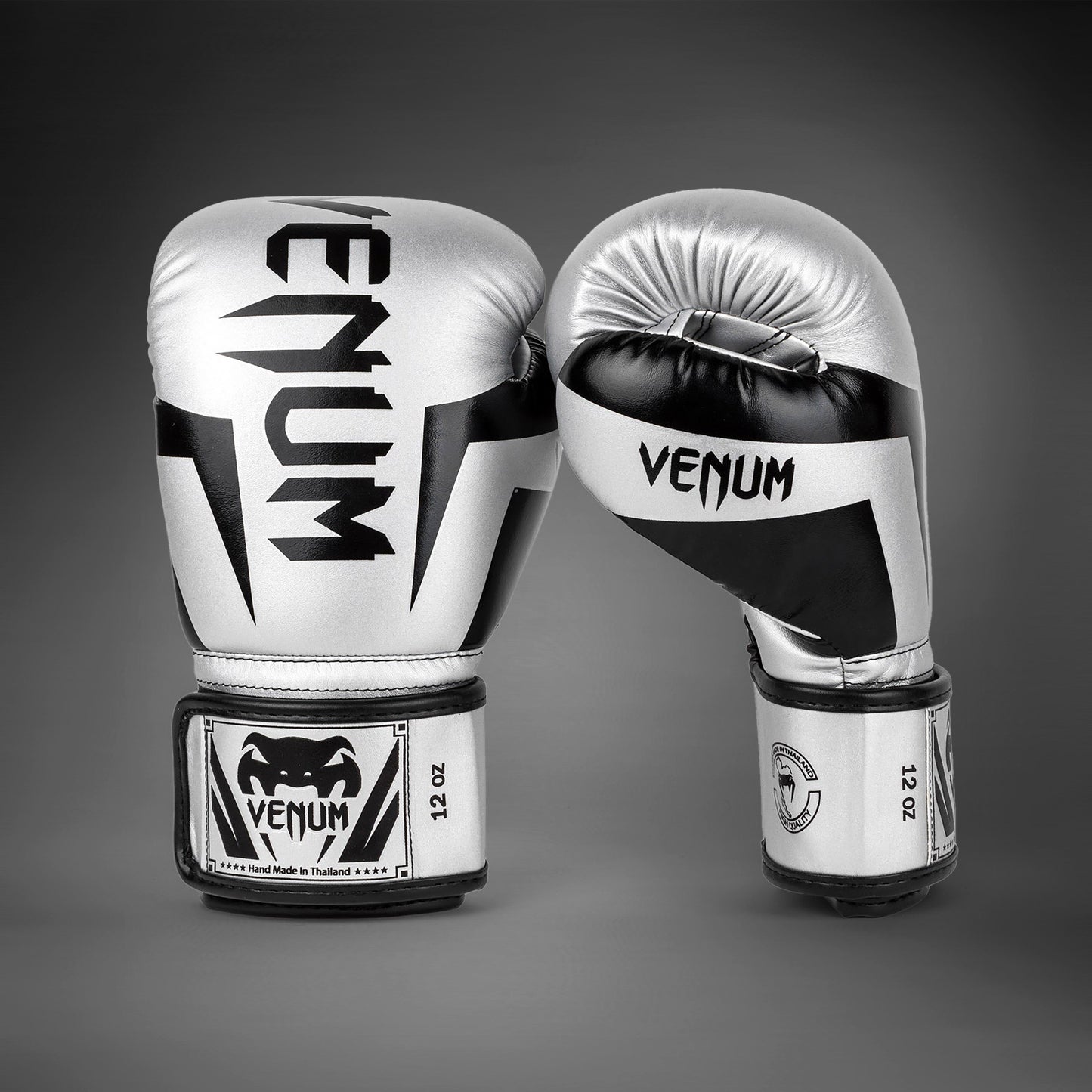 Venum Elite Boxing Gloves - Silver/Black