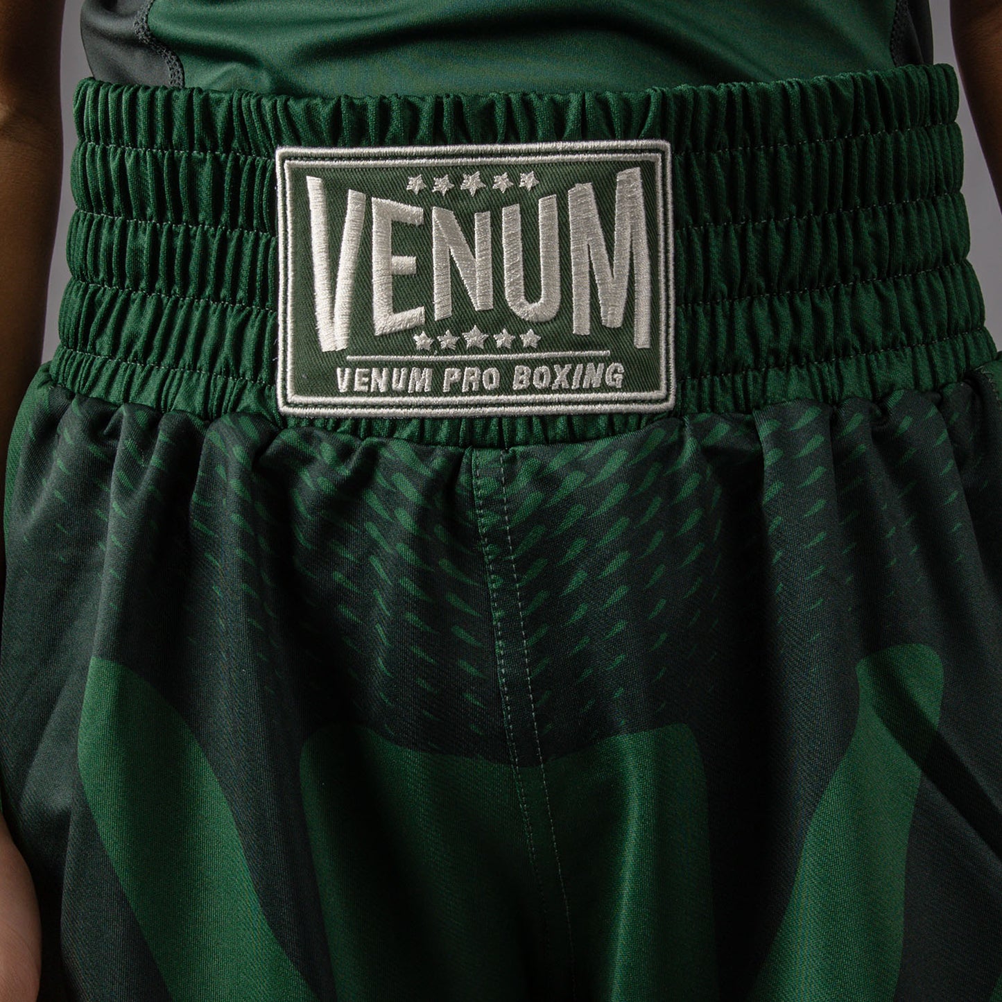 Venum Attack Kids Boxing Shorts - Forest Green/ Off White