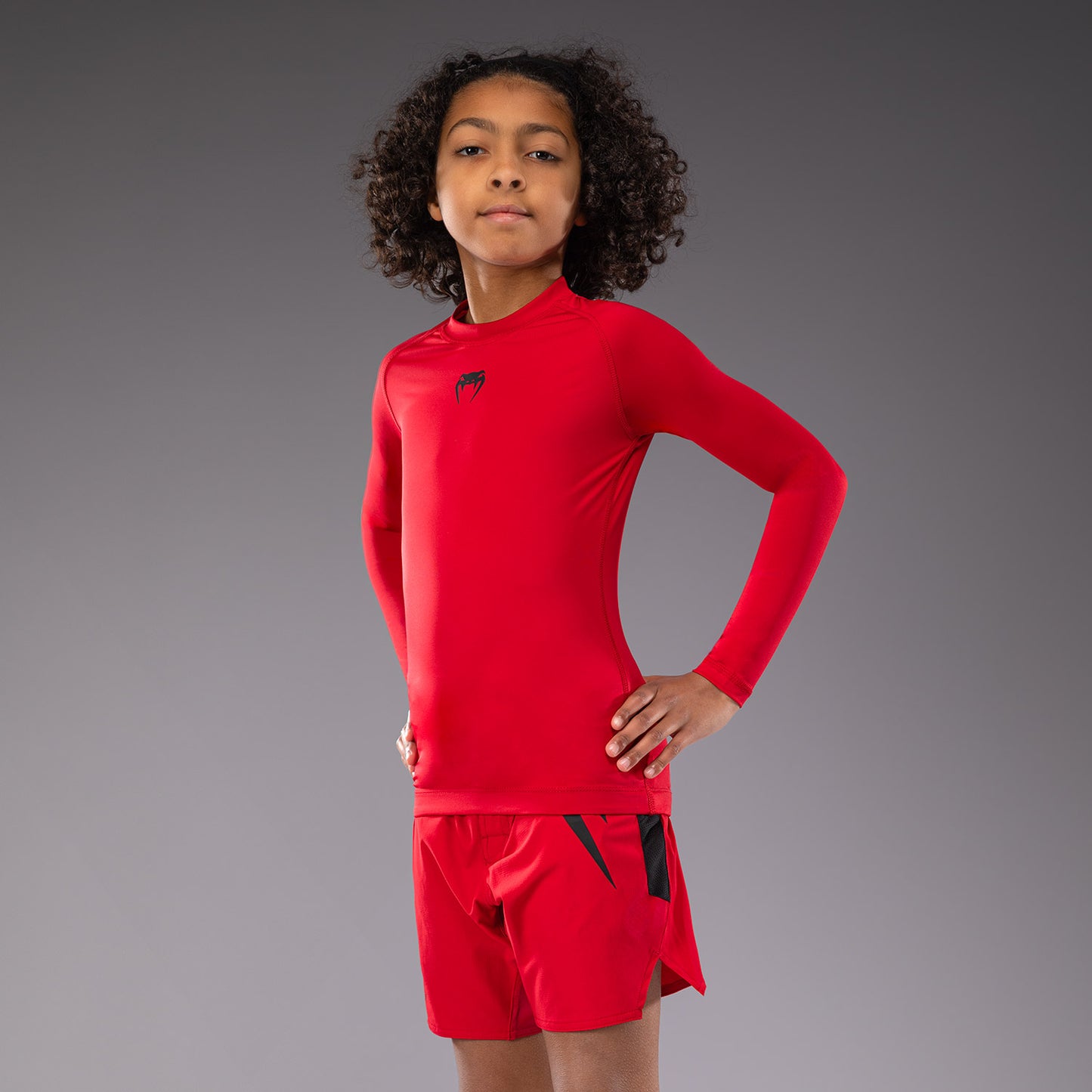 Venum Contender Kids Rashguards Long Sleeves - Cherry Red