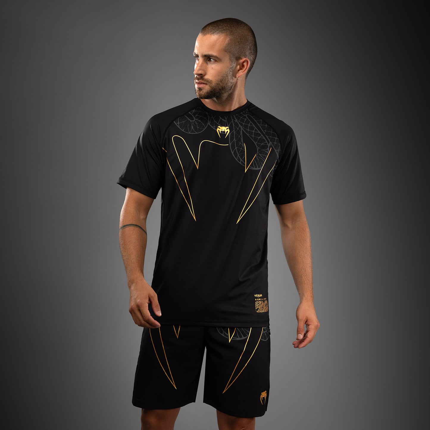 Venum Serpenti Dry Tech T-Shirt - Black/Silver/Gold