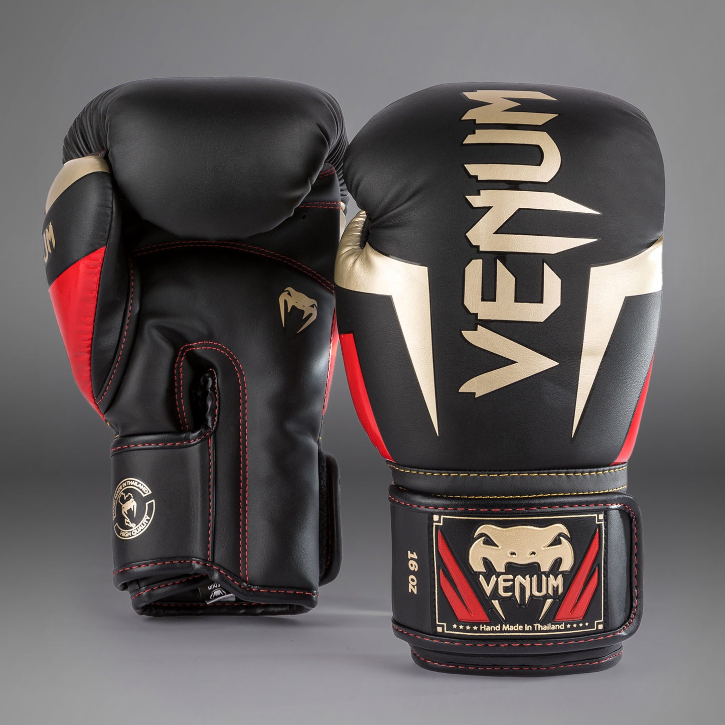 Venum Elite Boxing Gloves - Black/Gold/Red