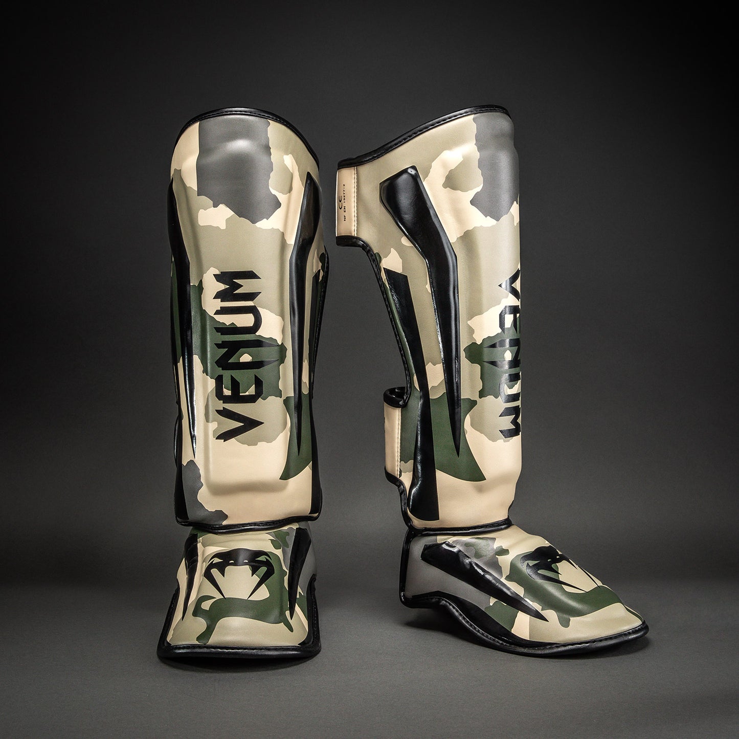 Venum Elite Camo Shin Guards - Khaki/ Off-White