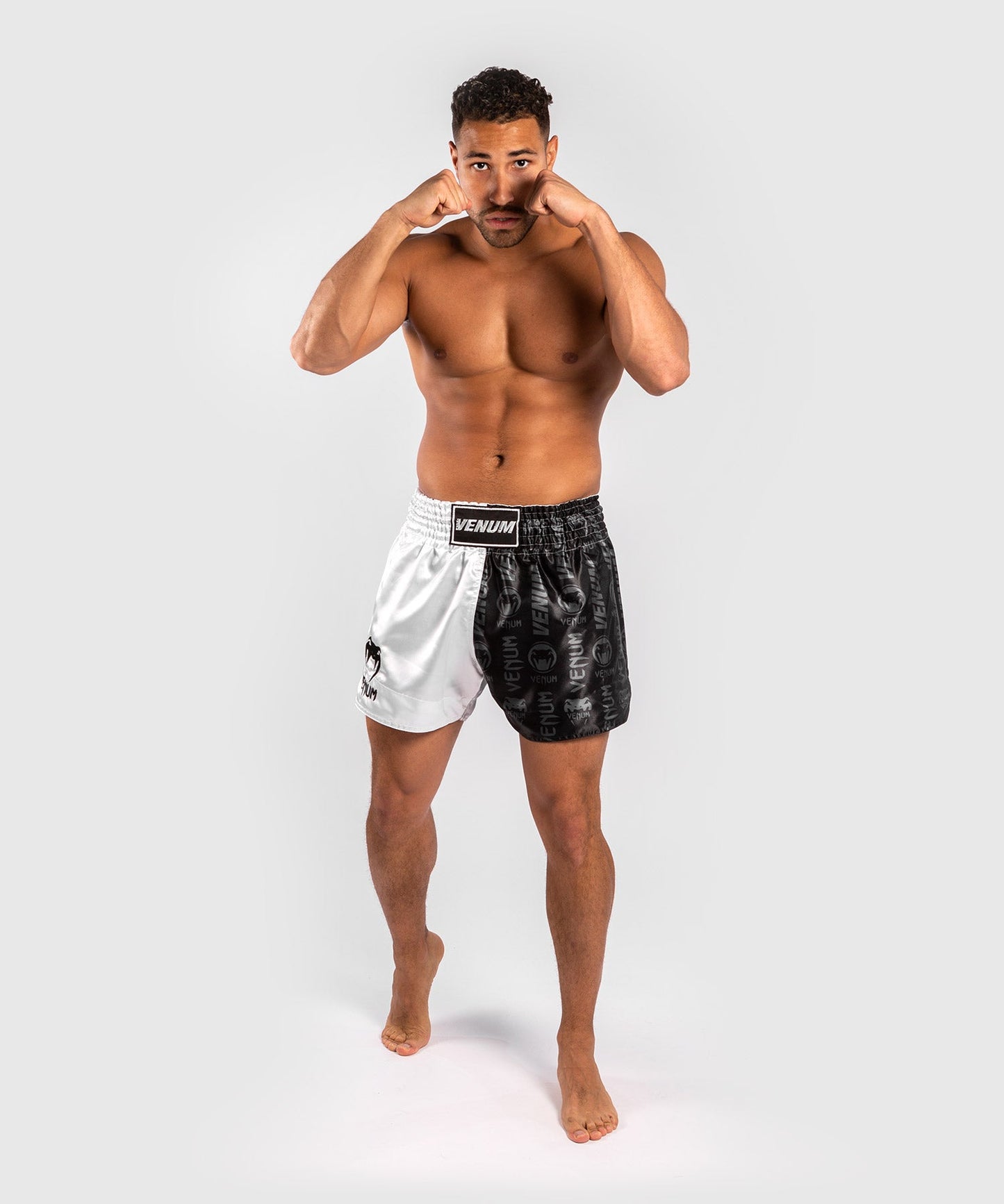 Venum Logos Muay Thai Shorts - Black/White