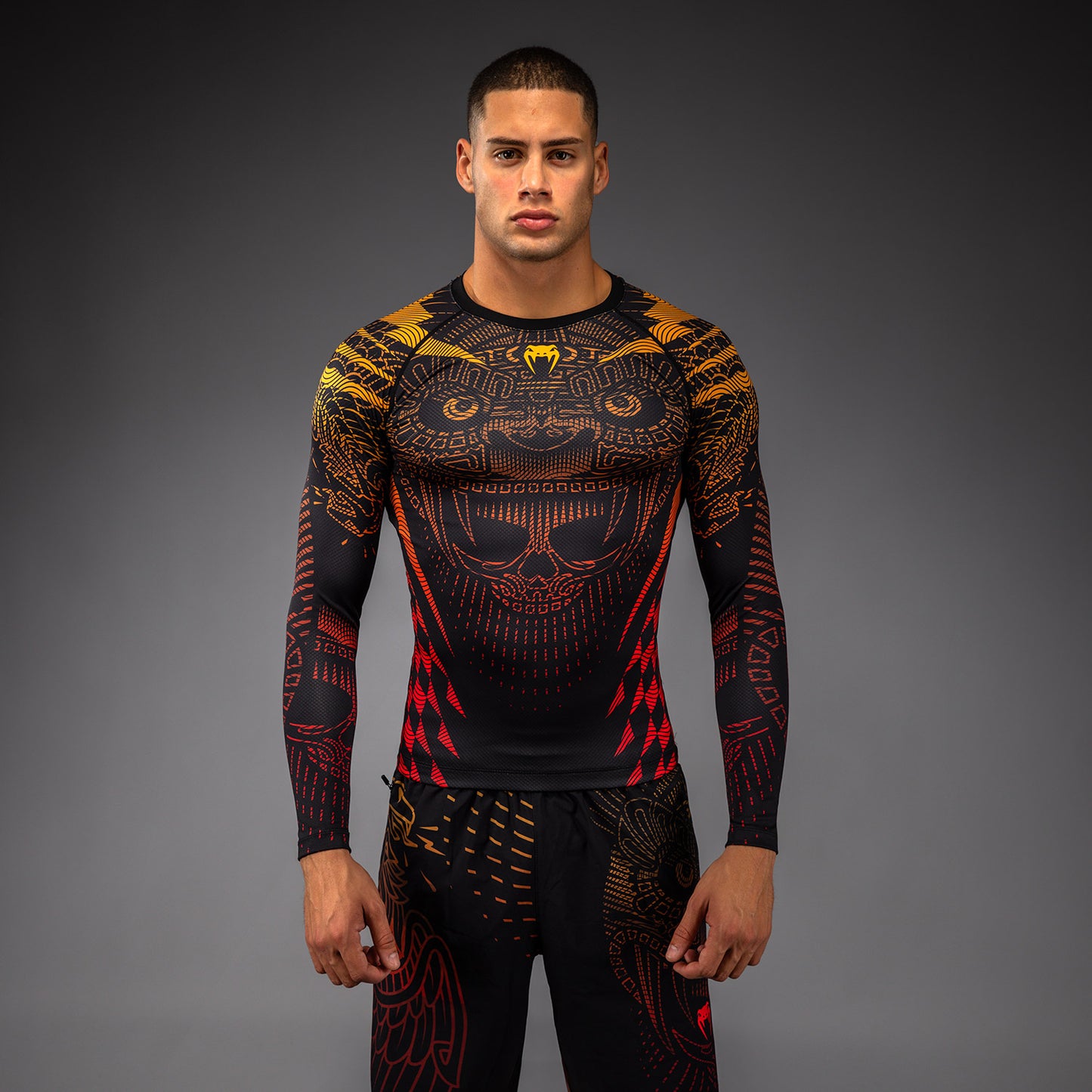 Venum Quetzal Fury Long Sleeve Rashguard - Black/Fury Red/ Tangerine
