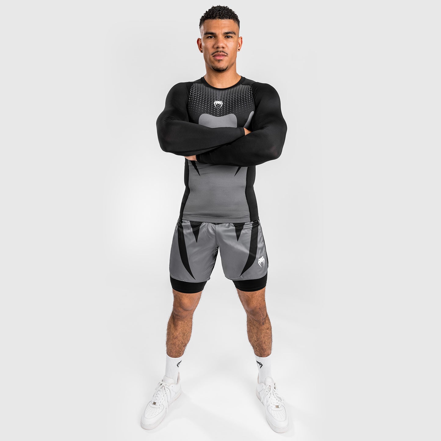 Venum Attack Men's Long Sleeve Rashguard - Black/Grey