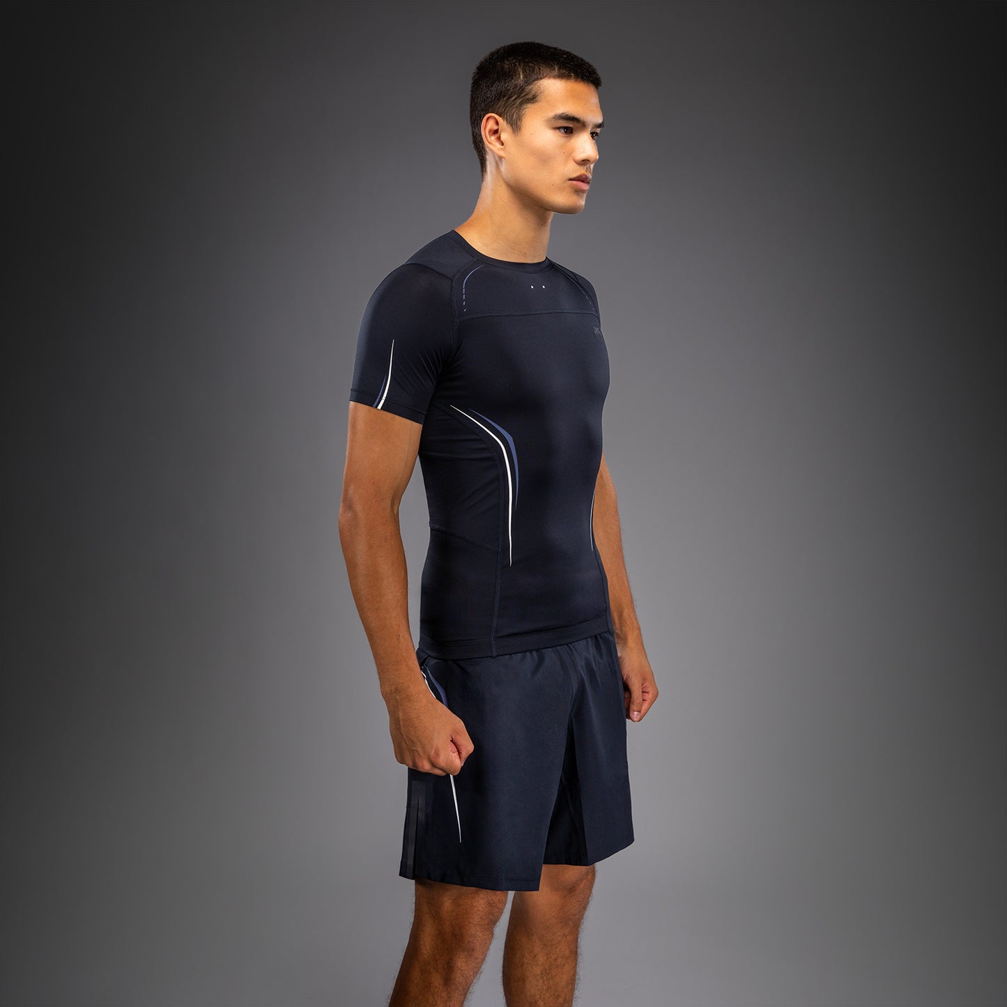 Venum G-Core Short Sleeve Rashguard - Navy Blue/White