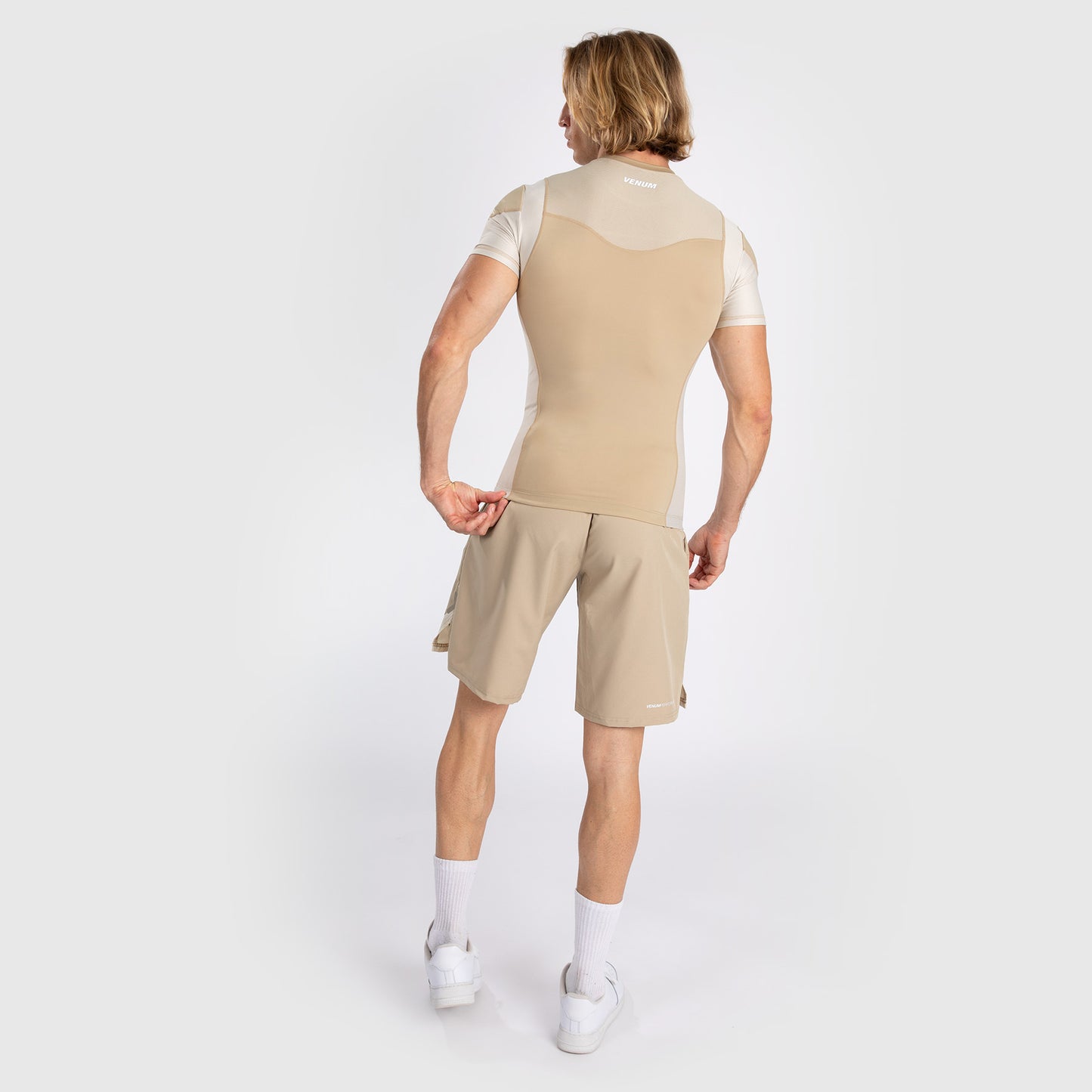 Venum Tempest Men's Short Sleeve Rashguard - Beige/Sand