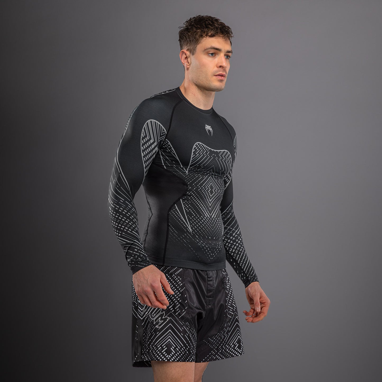 Venum Midnight Fury Long Sleeve Rashguard - Black/Grey/Silver