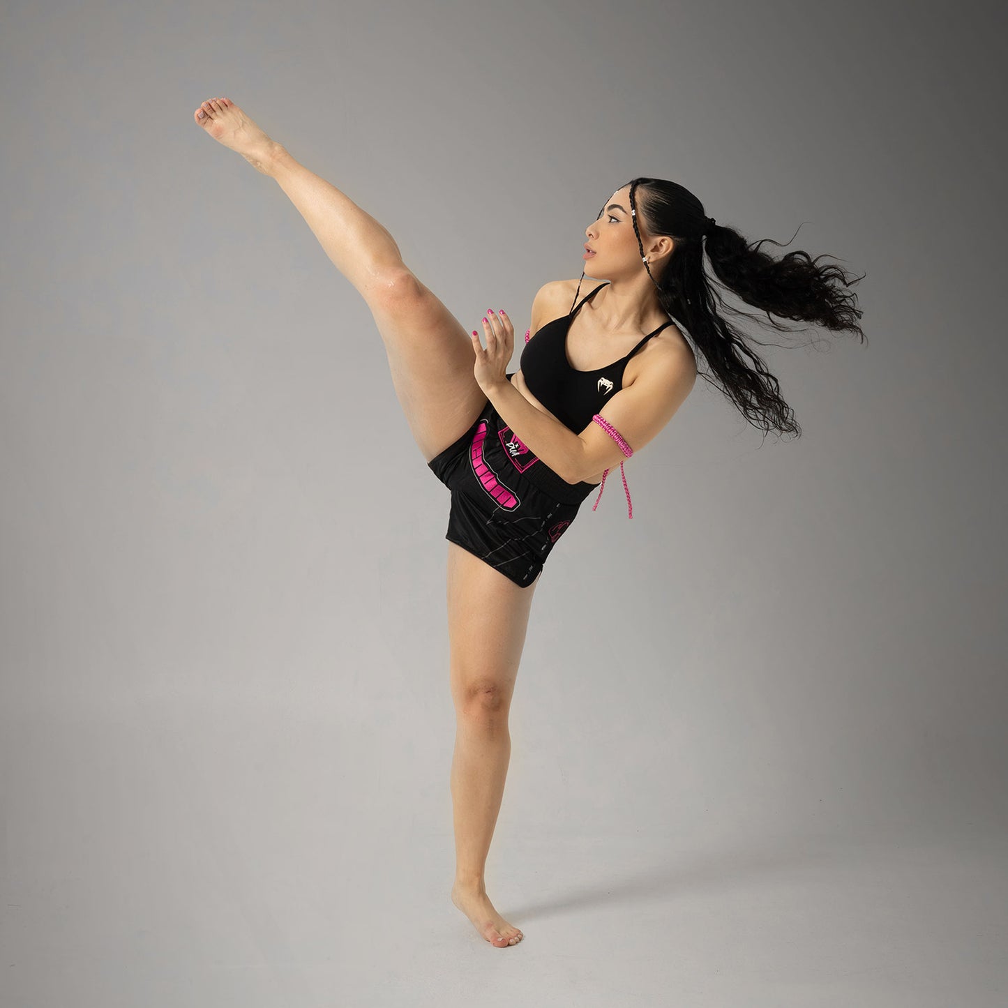 Venum x Dua Muay Thai Shorts - Black/Fuscia Pink