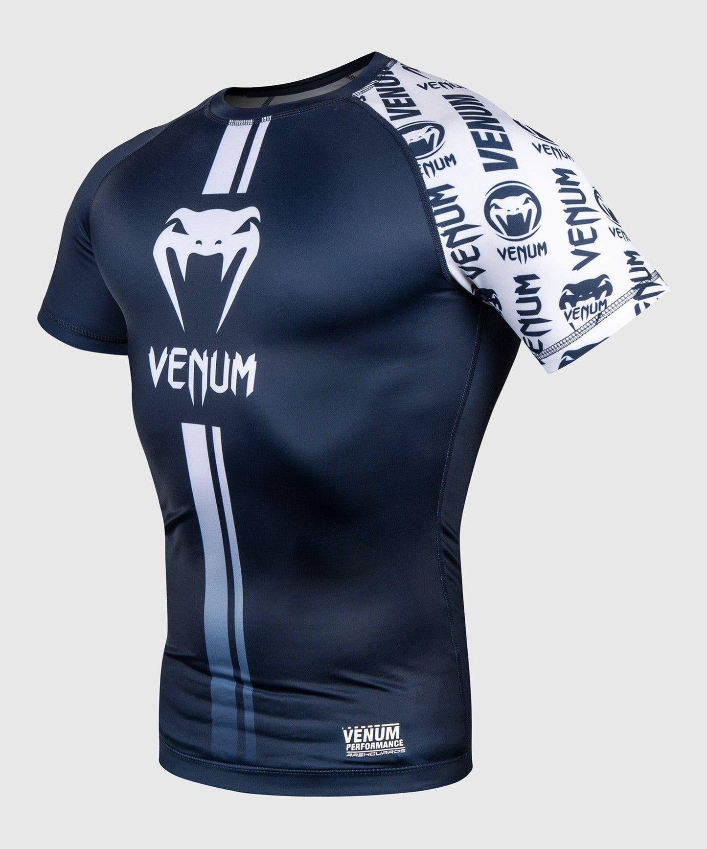 Venum Logos Rashguard - Short Sleeves - Navy Blue/White