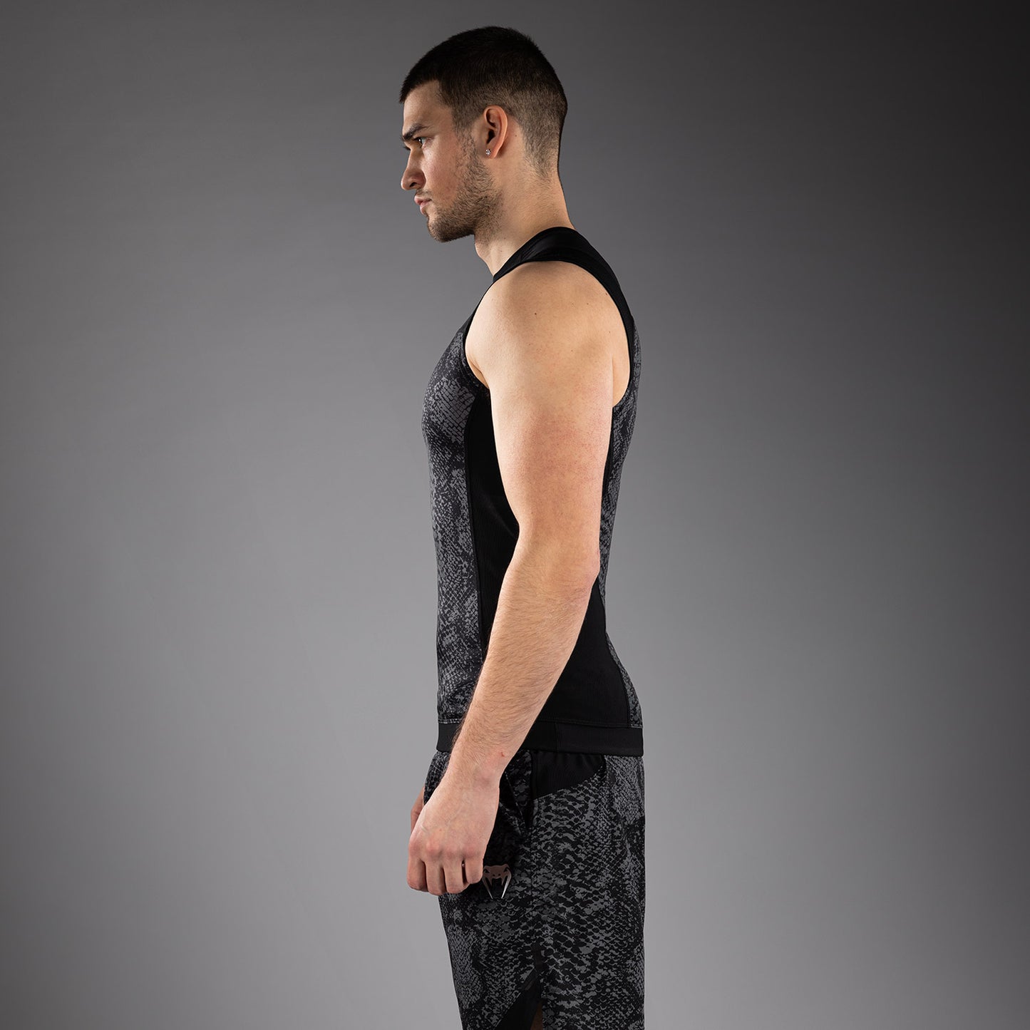Venum G-Fit Scales Sleeveless Rashguard - Black/ Charcoal Grey