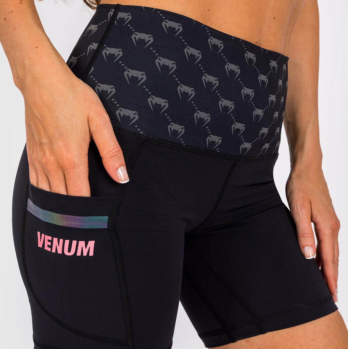 Venum Monogram Compression Shorts - For Women - Black/Pink Gold