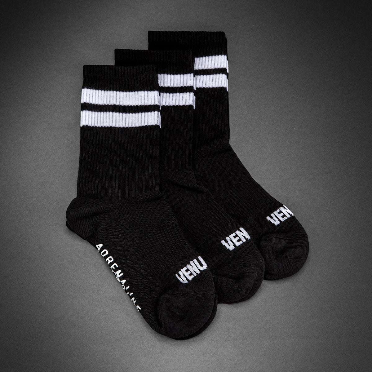 Venum Adrenaline Crew Socks 3-Pack - Black/White