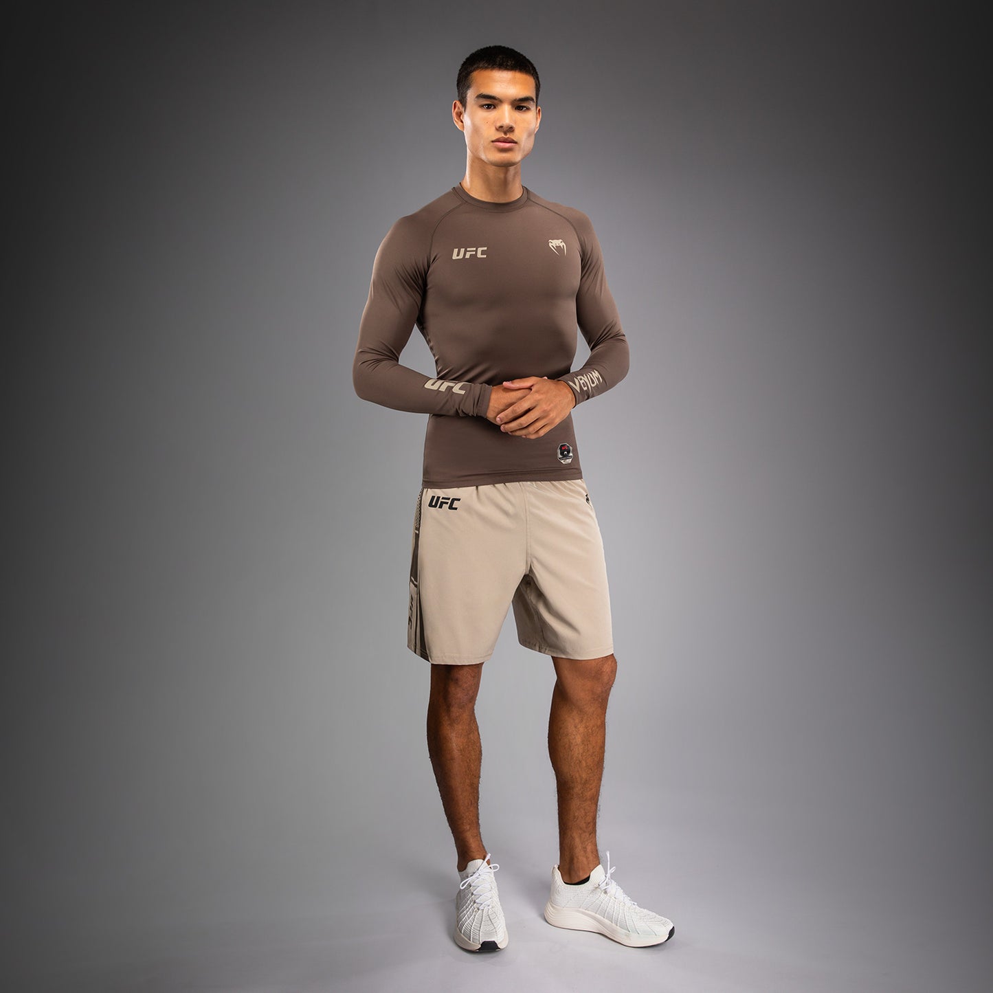 Venum UFC Unity by Venum Authentic Fight Week Men's Performance Long Sleeve Rashguard - Brown