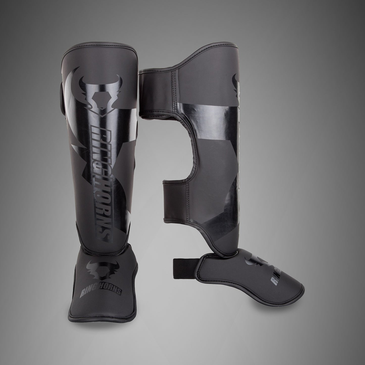 Ringhorns Charger by Venum Shin Guards Insteps - Black/Black
