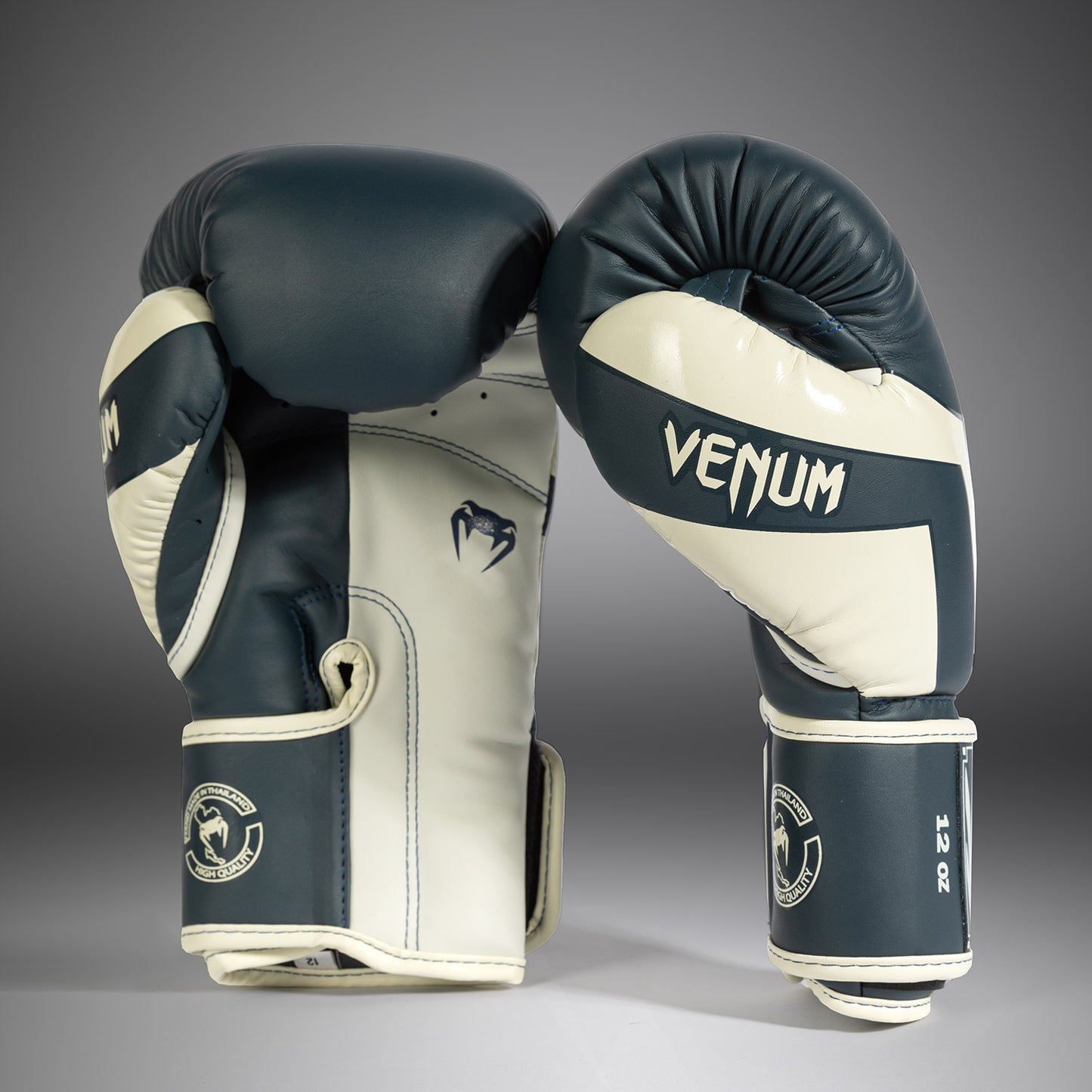 Venum Elite Boxing Gloves - White/Navy Blue
