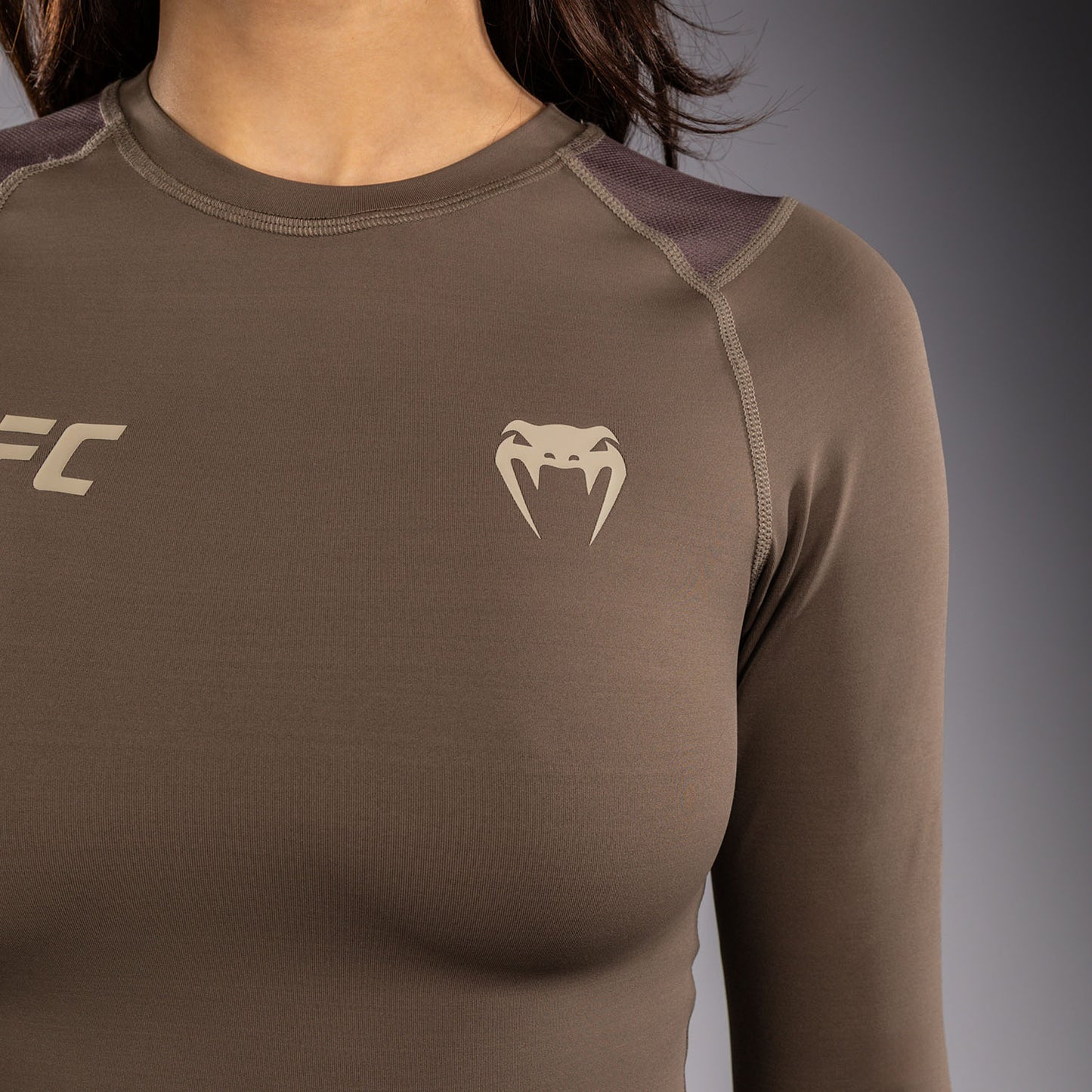 Venum UFC Unity by Venum Authentic Fight Week Women's Performance Long Sleeve Rashguard - Brown