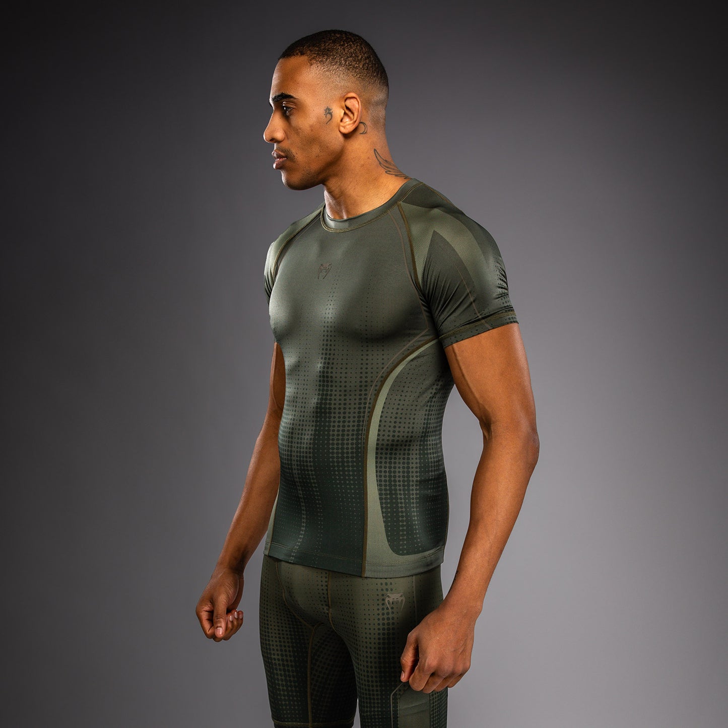 Venum Stealth Short Sleeve Rashguard - Khaki/Dark Green