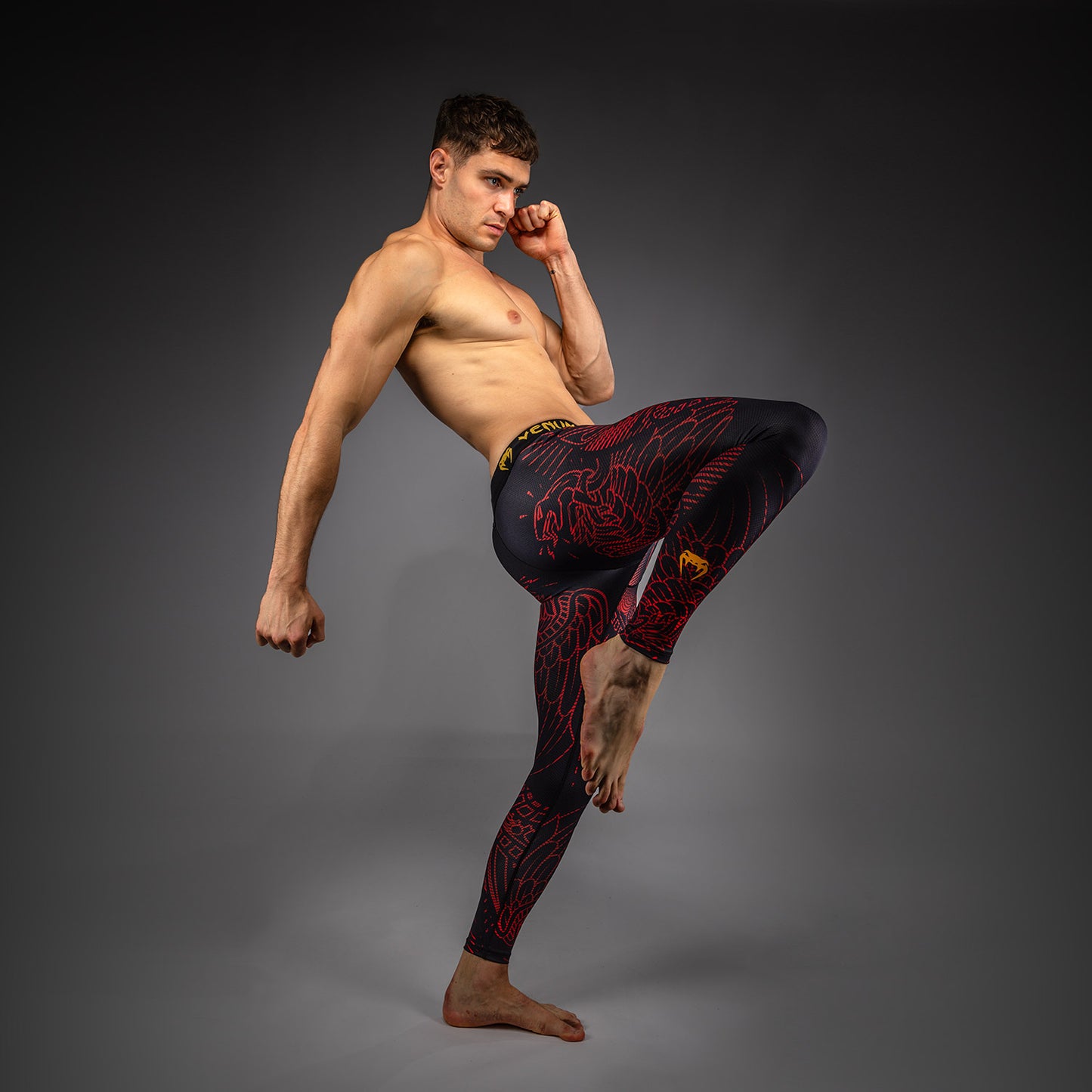 Venum Quetzal Fury Spats - Black/Fury Red/ Tangerine