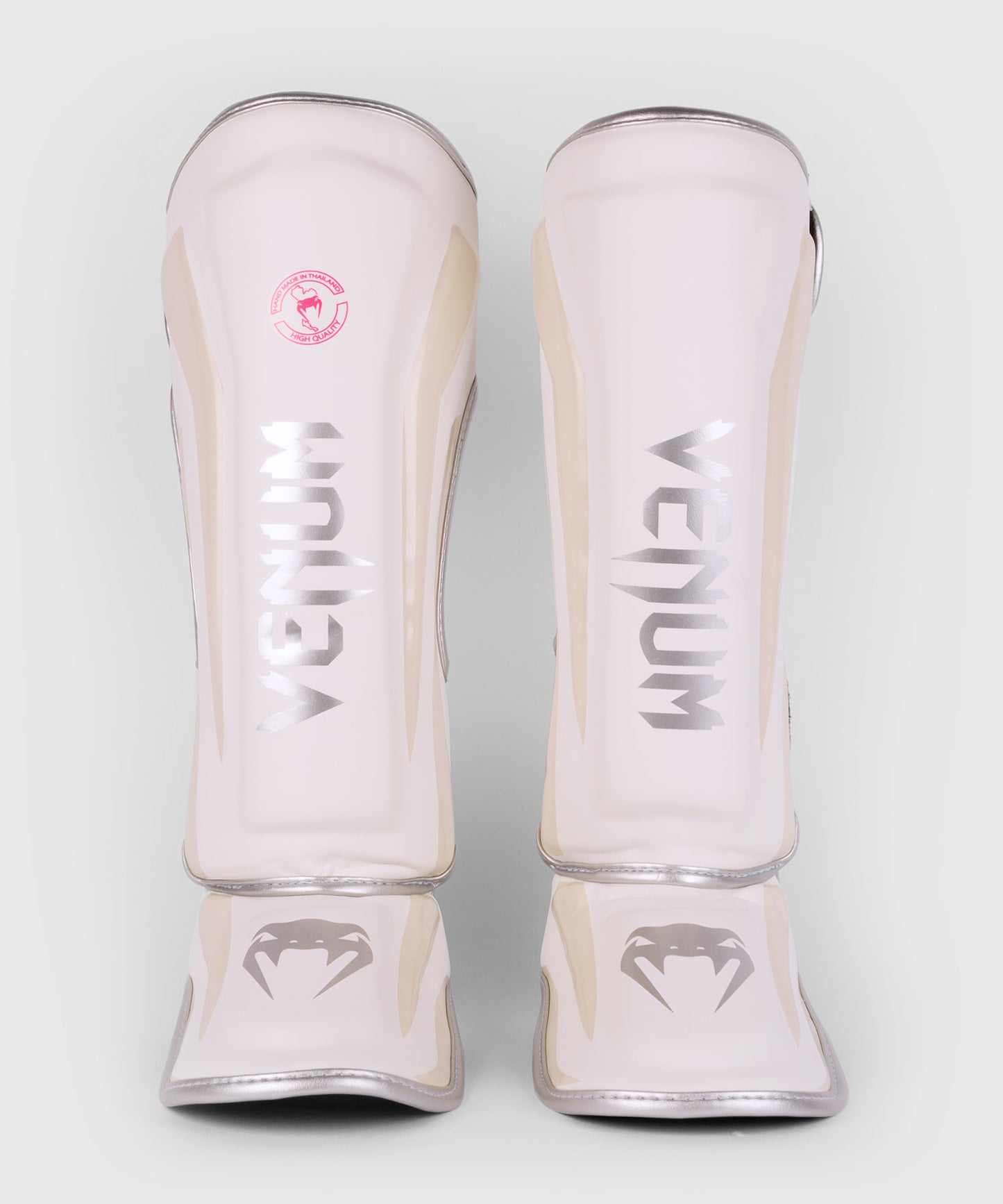 Venum Elite Shin Guards - White/Silver-Pink