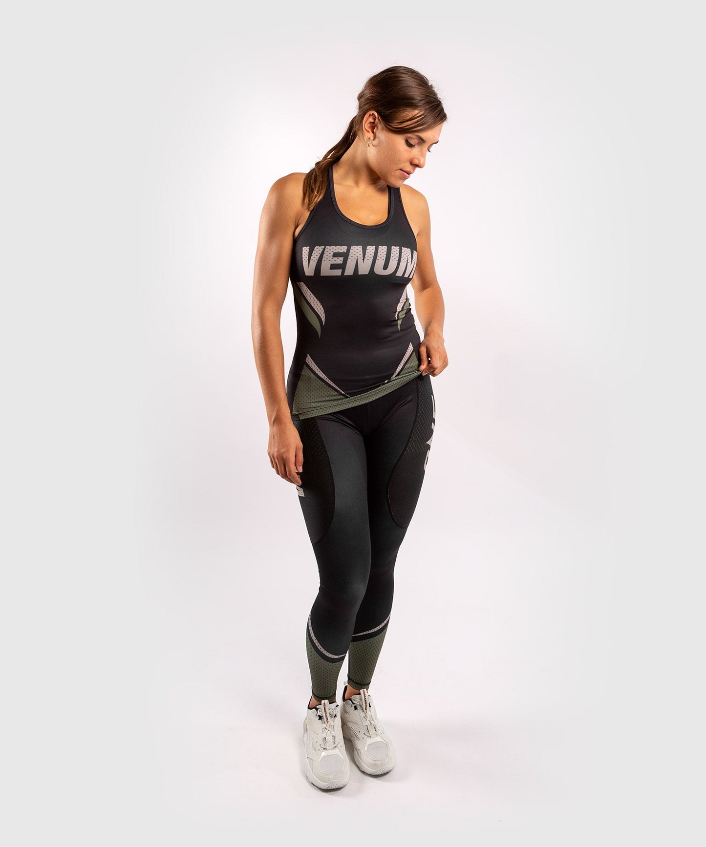 Venum ONE FC Impact Tank top - for women - Black/Khaki