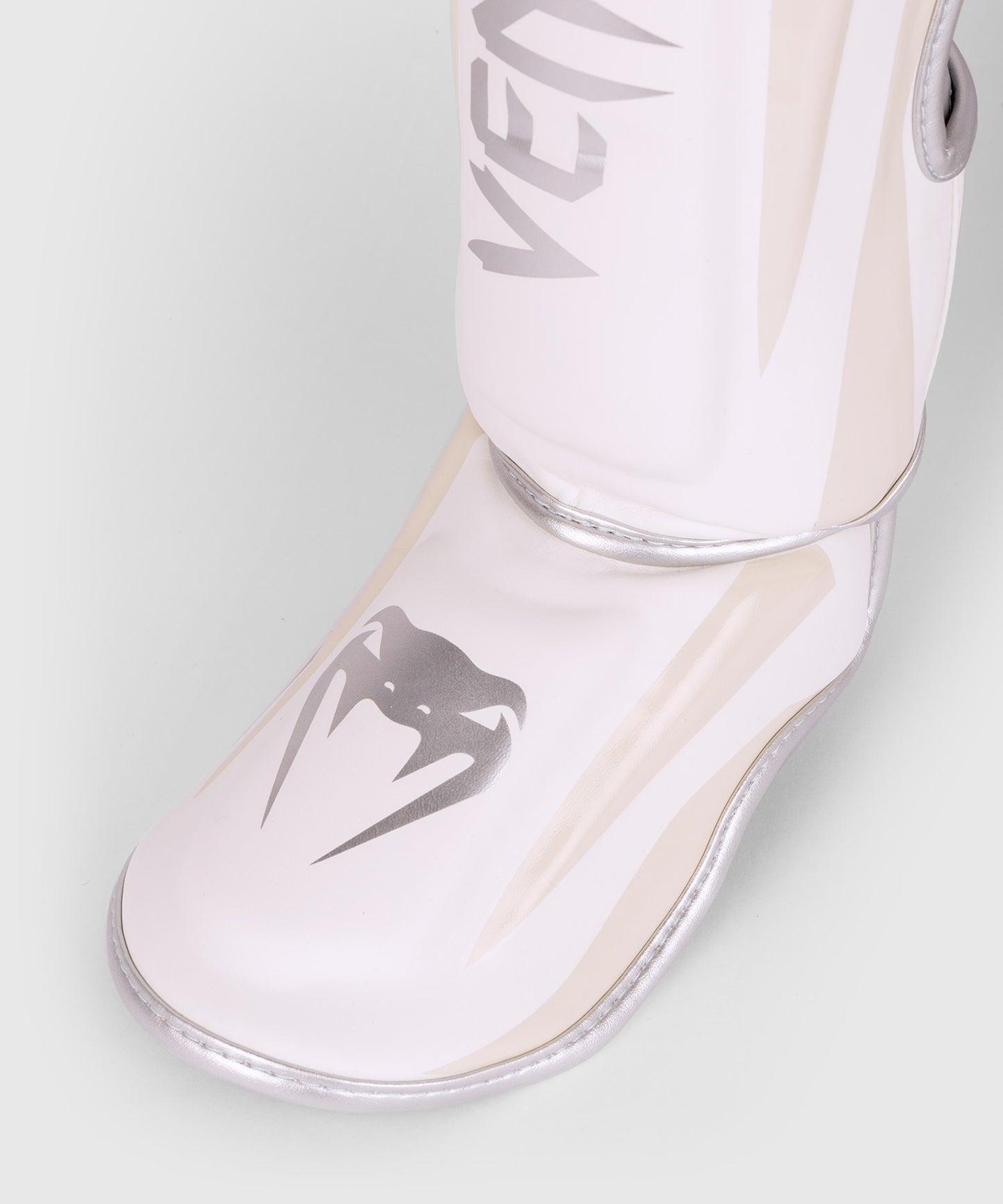 Venum Elite Shin Guards - White/Silver-Pink
