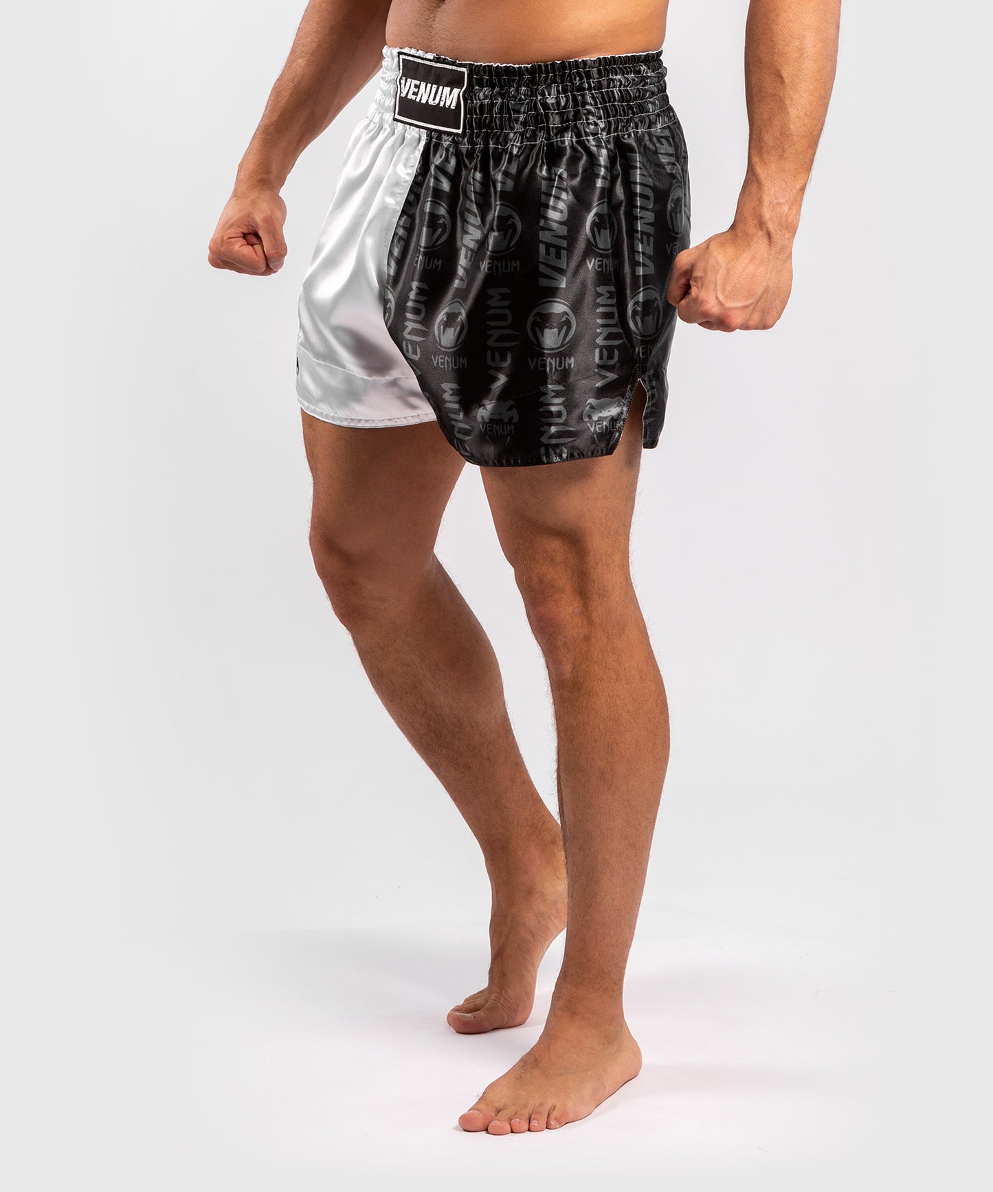 Venum Logos Muay Thai Shorts - Black/White