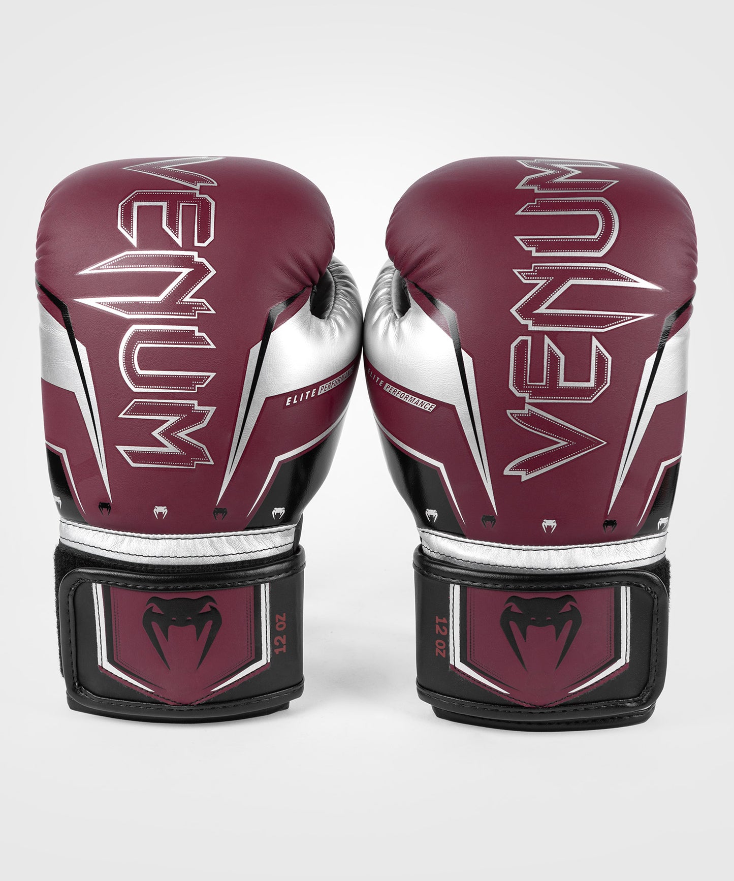 Venum Elite Evo Boxing Gloves - Burgundy/Silver