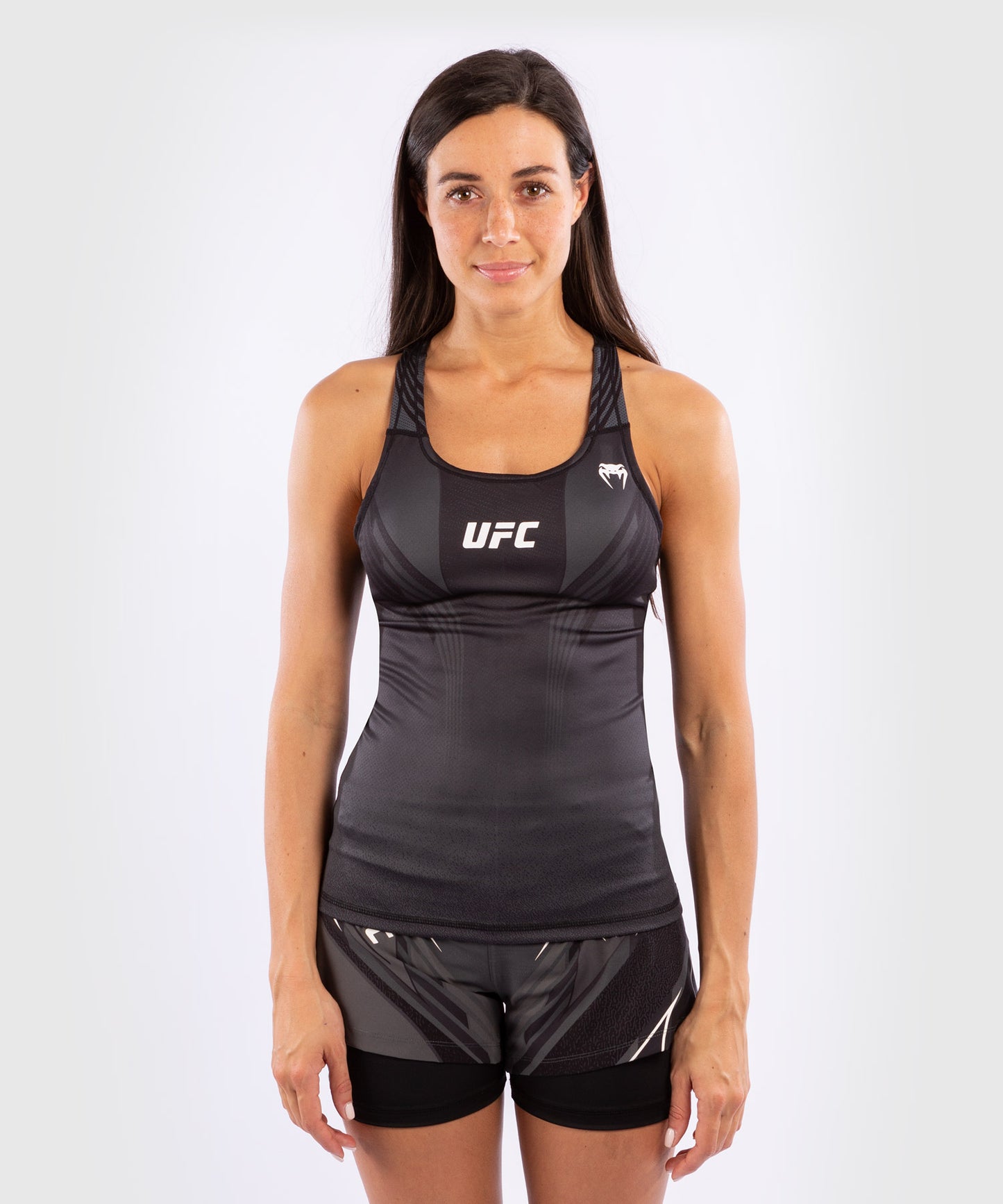 UFC Venum Authentic Fight Night Women's fitted Tank with shelf Bra - Black