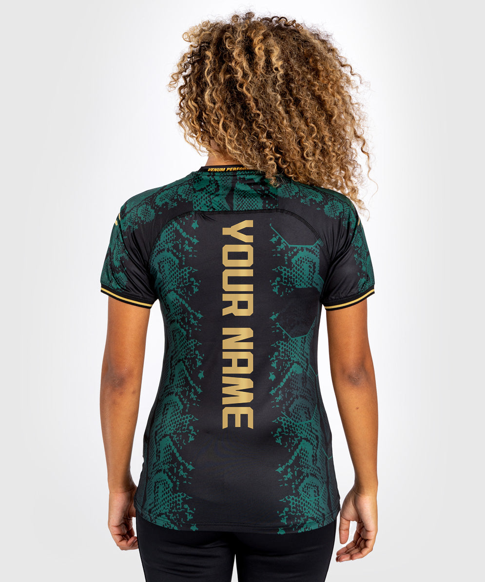 UFC Adrenaline by Venum Personalized Authentic Fight Night Women’s Walkout Jersey Green/Black/Gold - Emerald Edition