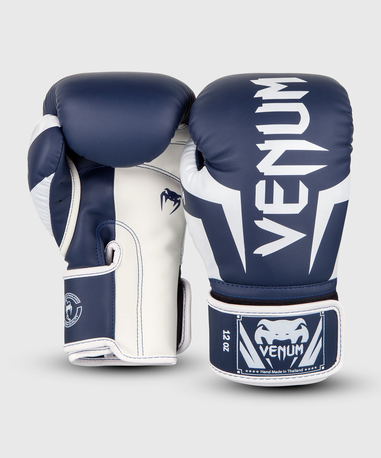 Venum Elite Boxing Gloves - White/Navy Blue